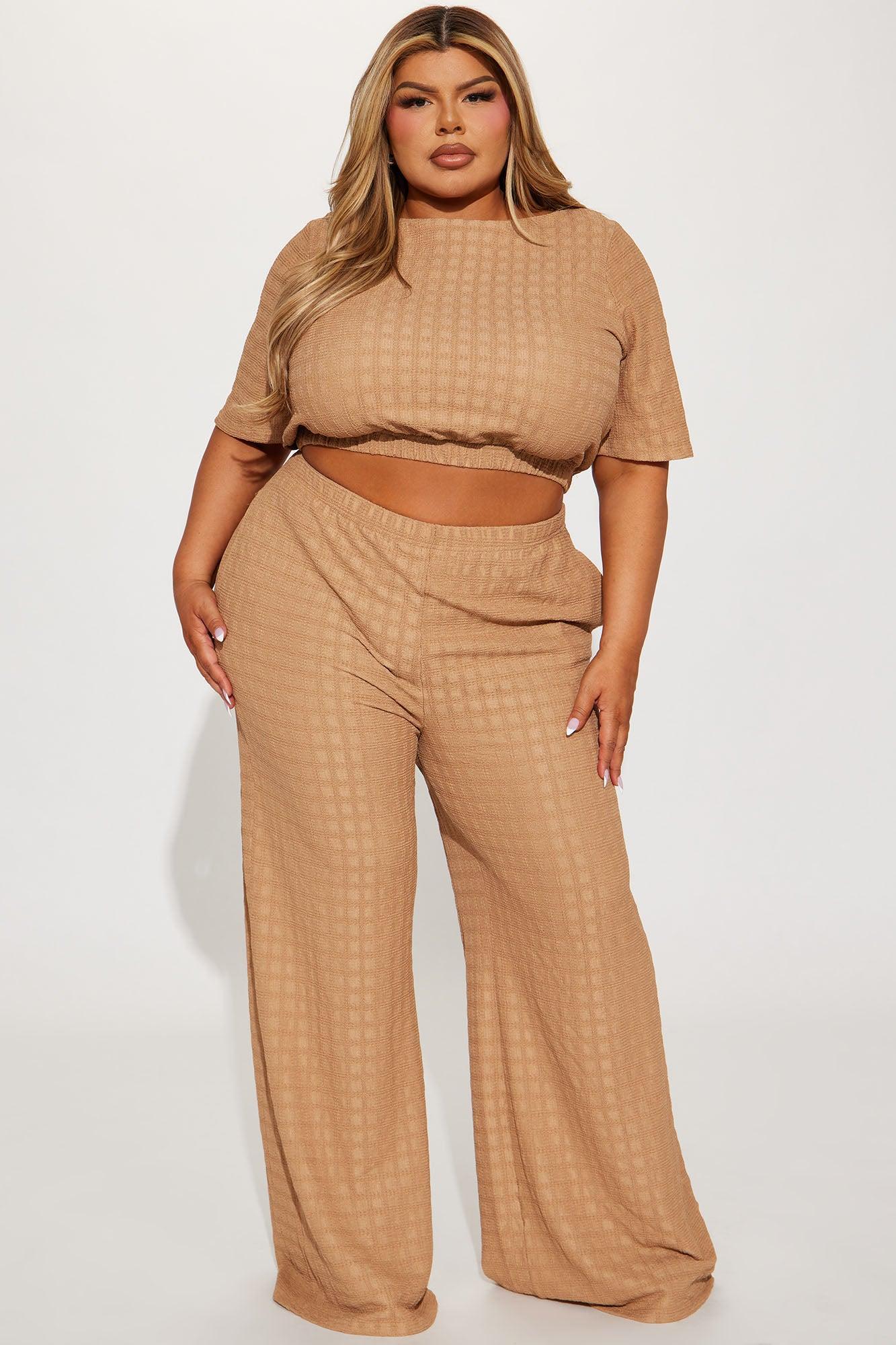 Day Plans Textured Pant Set - Taupe Product Image