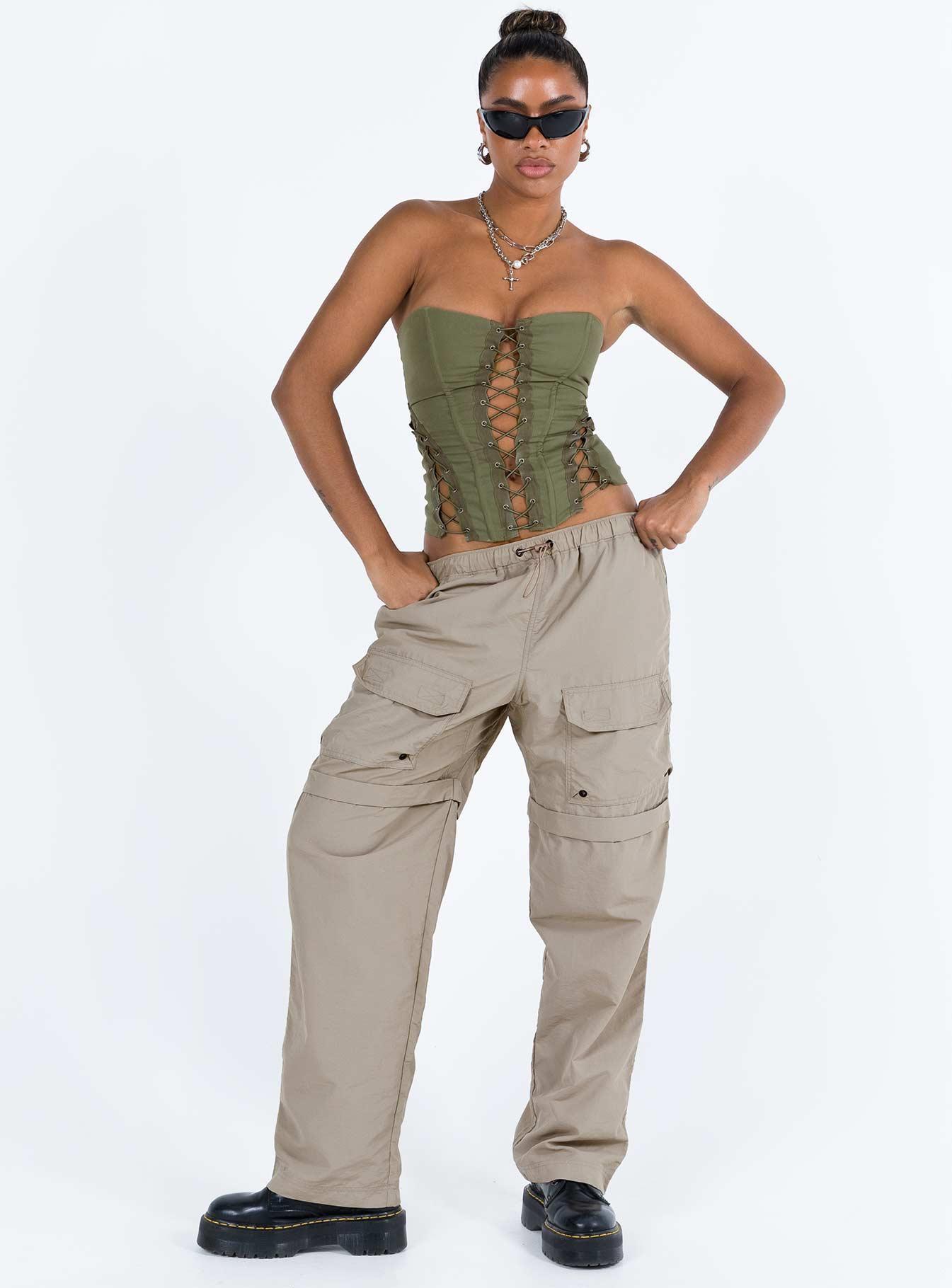 Eden Lace Up Corset Green Product Image