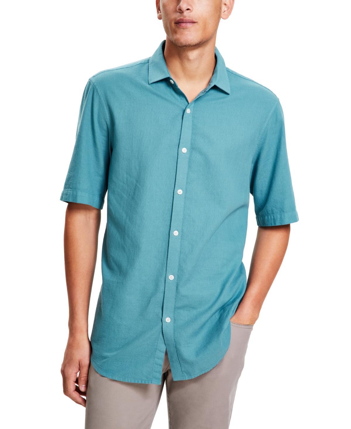Alfani Mens Short-Sleeve Solid Textured Shirt, Created for Macys Product Image