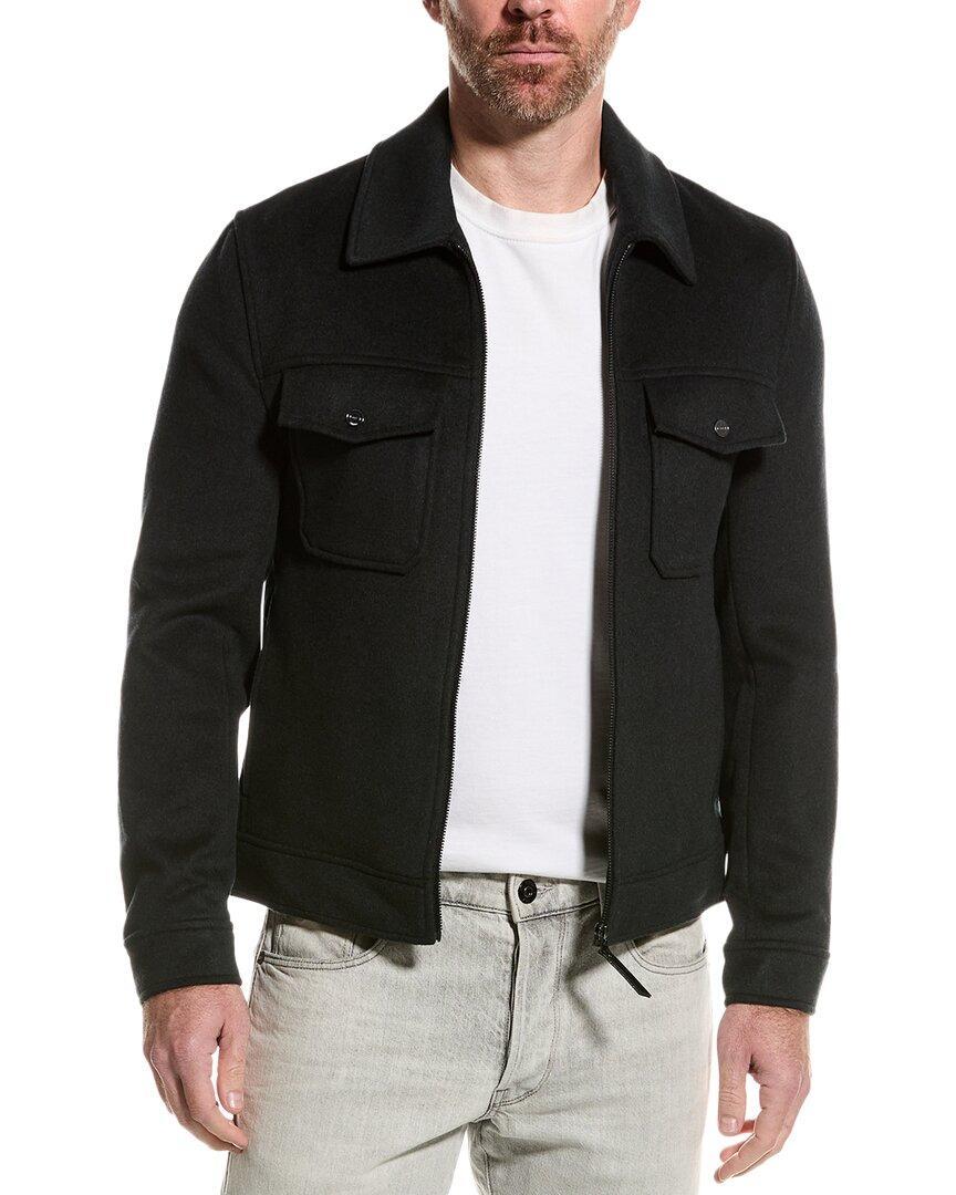 REISS Peridoe Zip-through Wool-blend Shacket In Green Product Image