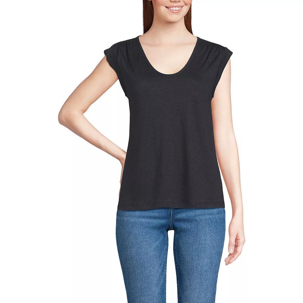 Women's Lands' End Cap Sleeve Shoulder T-Shirt, Size: Large, Peach Pink Product Image