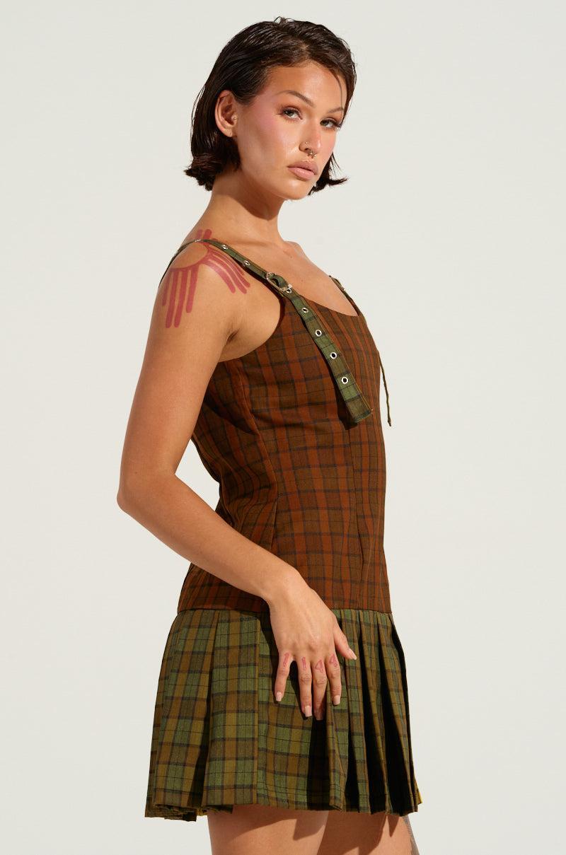 PLAYTIME IS OVER PLAID MINI DRESS Product Image