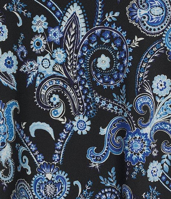 Jones New York Paisley Crew Neck 3/4 Puff Sleeve Top Product Image
