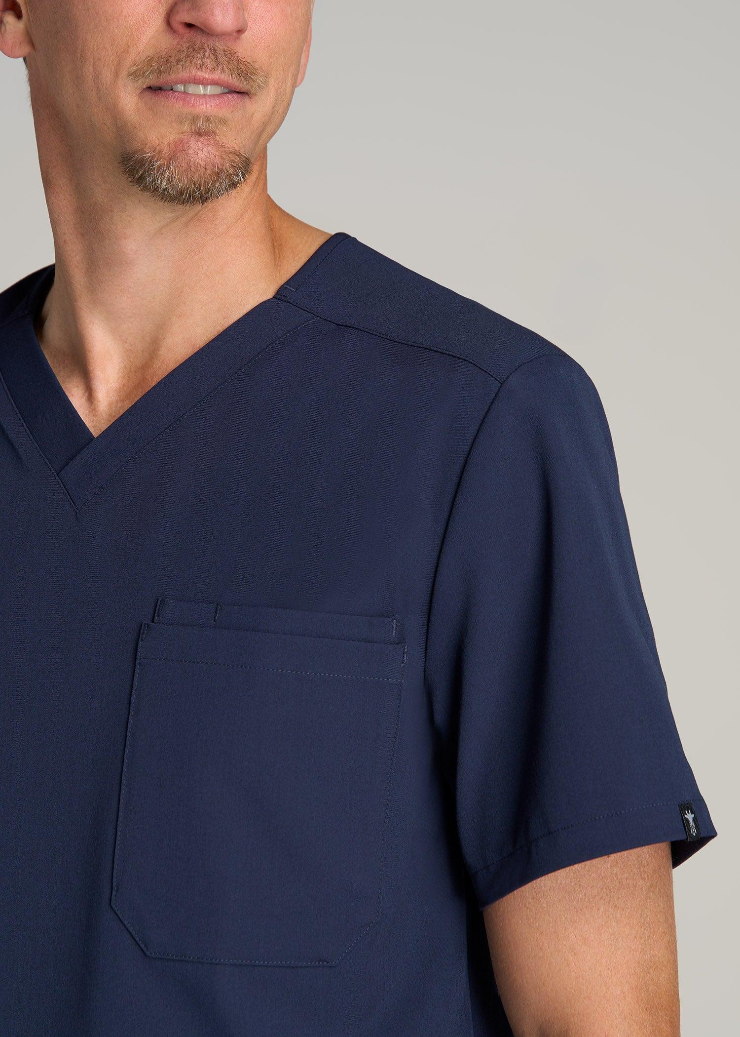 Short-Sleeve V-Neck Scrub Top for Tall Men in Patriot Blue Product Image