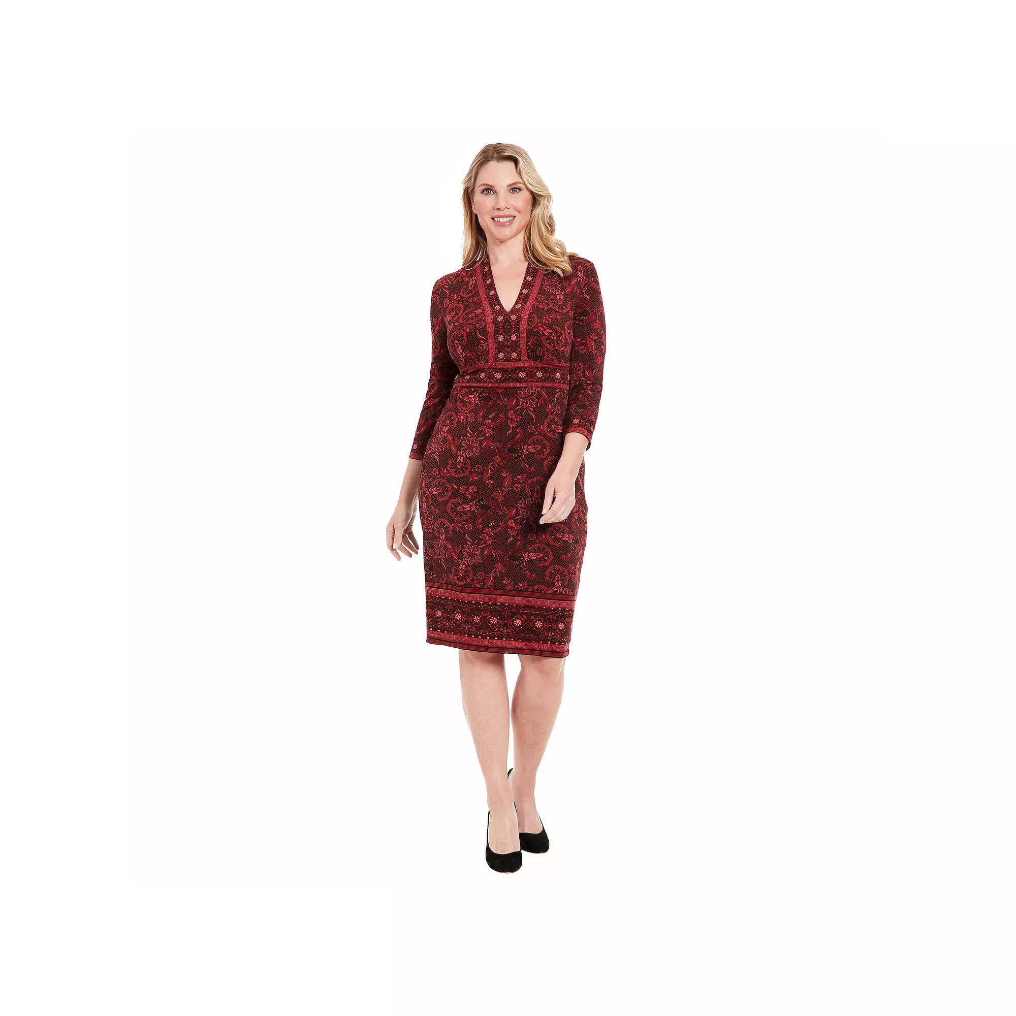 Womens London Times V-Neck Sheath Inset Waist Dress Red Red Product Image