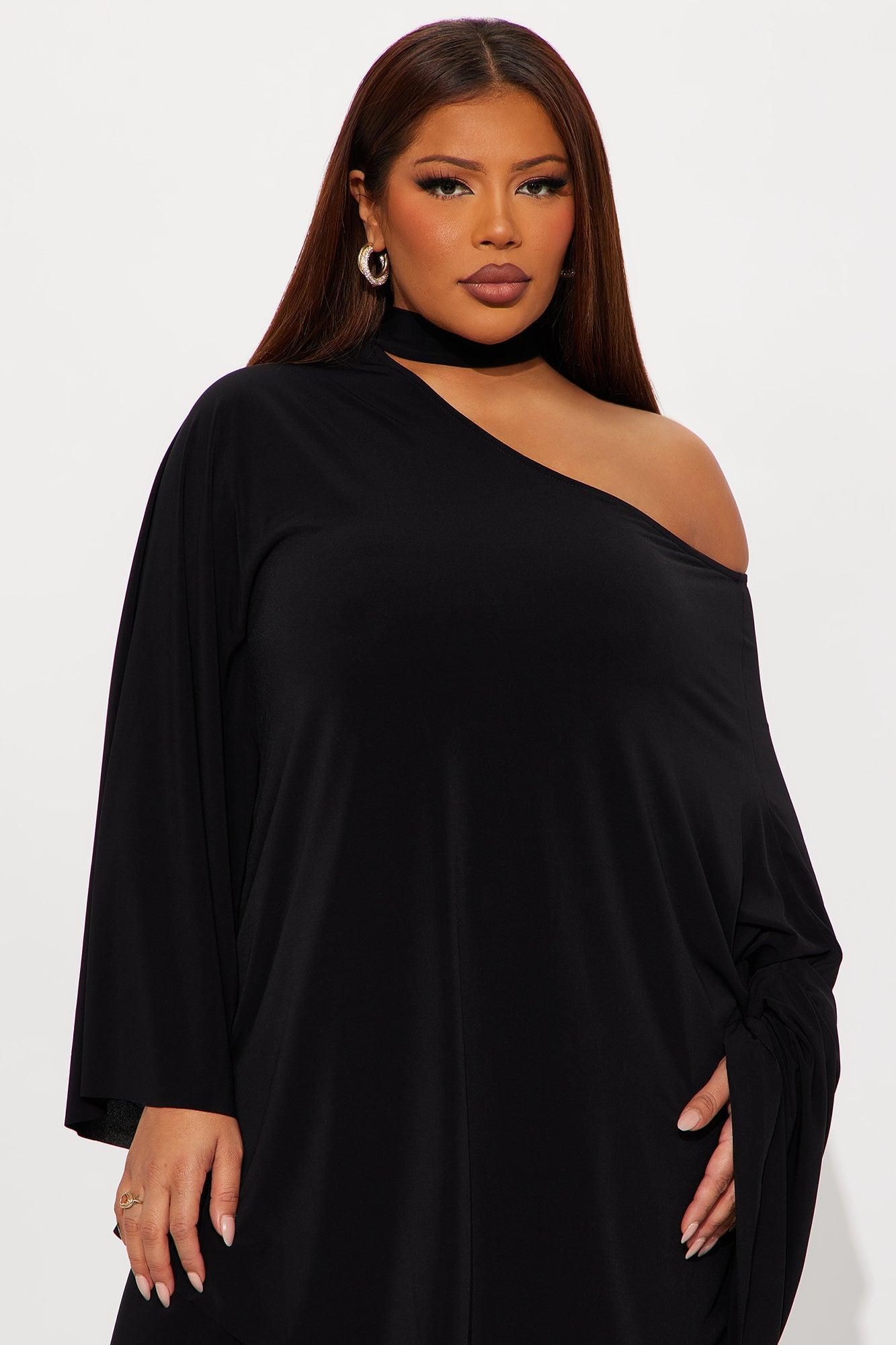 Draped Devotion One Shoulder Pant Set  - Black Product Image