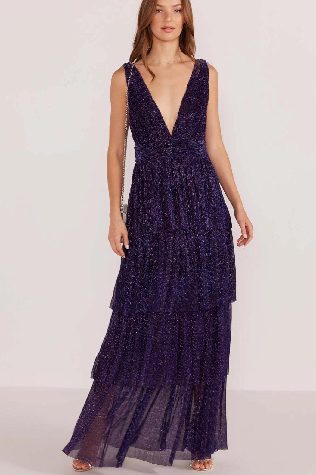 Enya Lurex Plisse Midi Dress Product Image