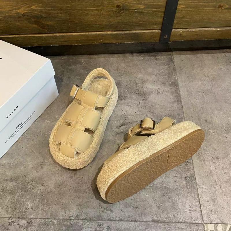Fleece-Lined Platform Gladiator Sandals Product Image