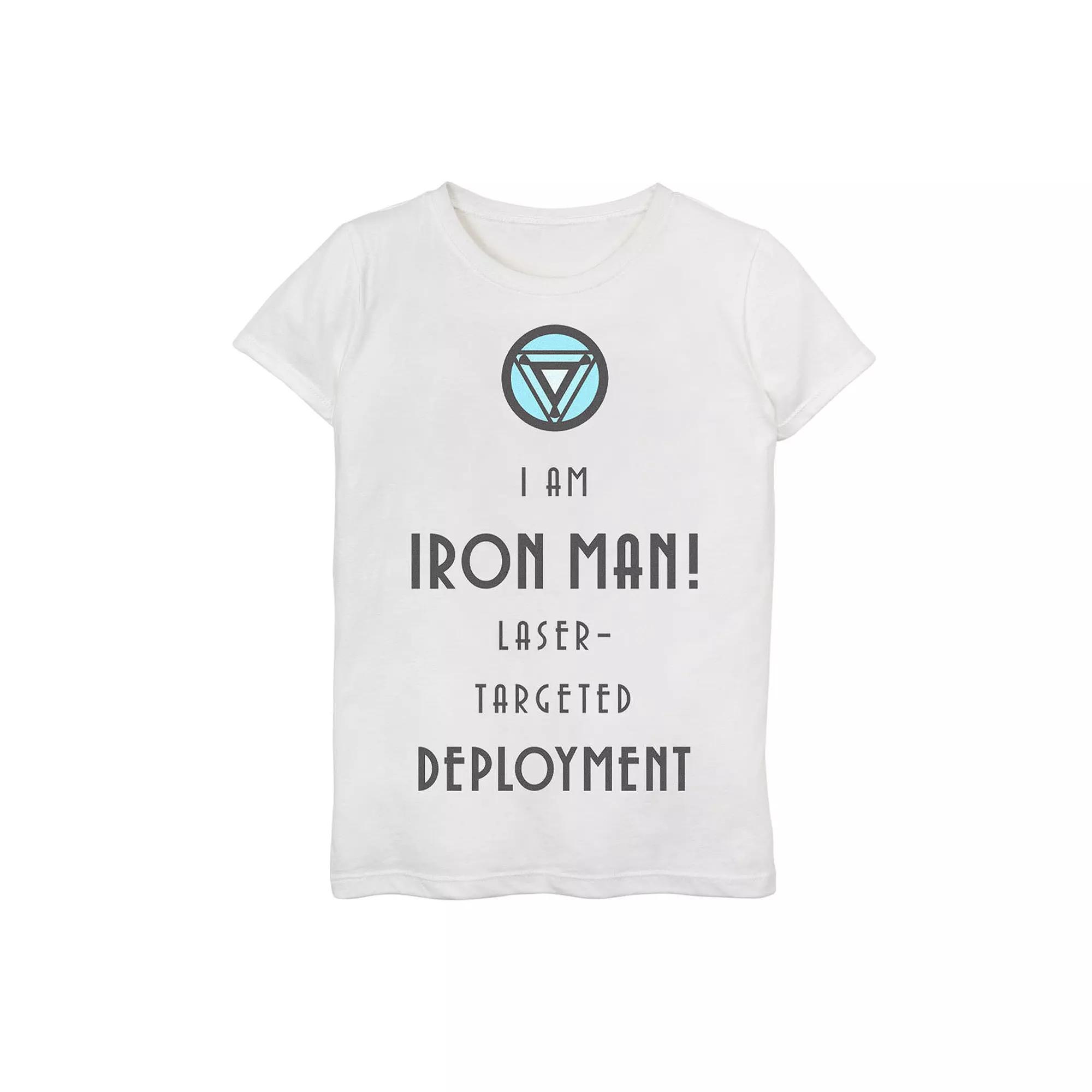 Girls 7-16 Marvel Iron Man Laser-Targeted Deployment Text Tee, Girl's, Size: Medium, White Product Image