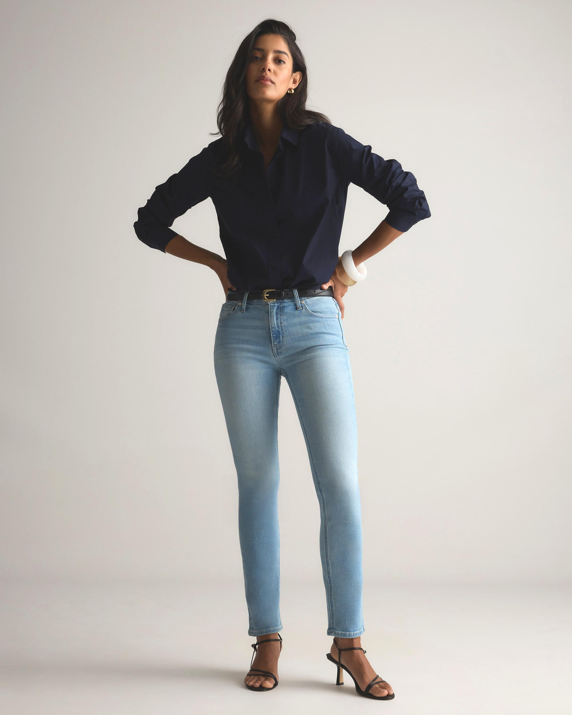 Quince | Women's Luna Stretch Slim Straight Jeans Organic Cotton Product Image