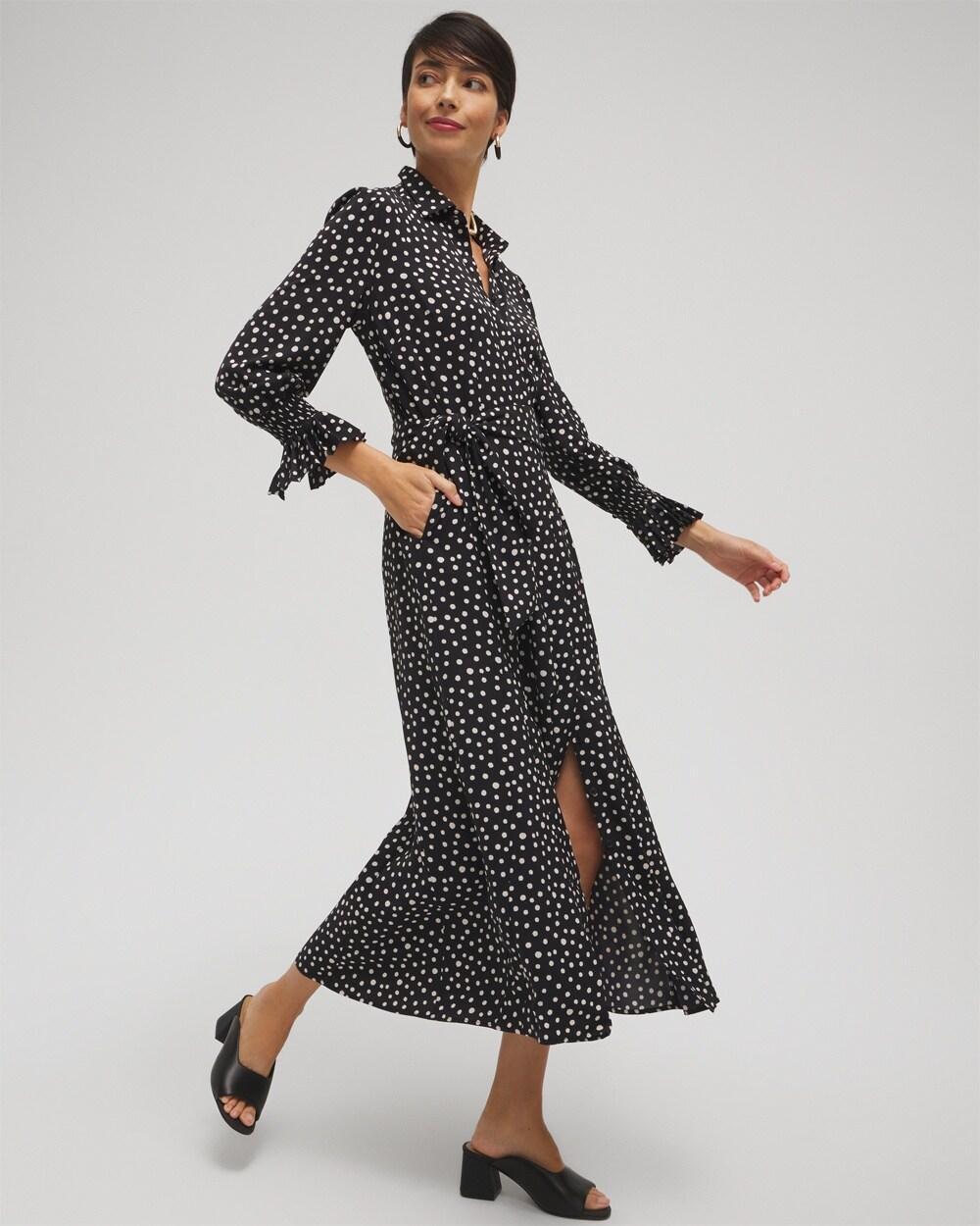 Twill Polka Dot Shirt Dress Product Image