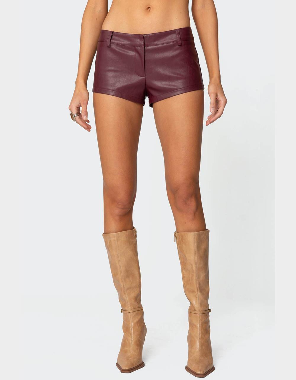 EDIKTED Melaney Faux Leather Micro Shorts Product Image