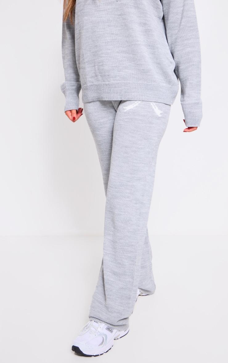 Ash Grey Soft Knit Wide Leg Sweatpants Product Image