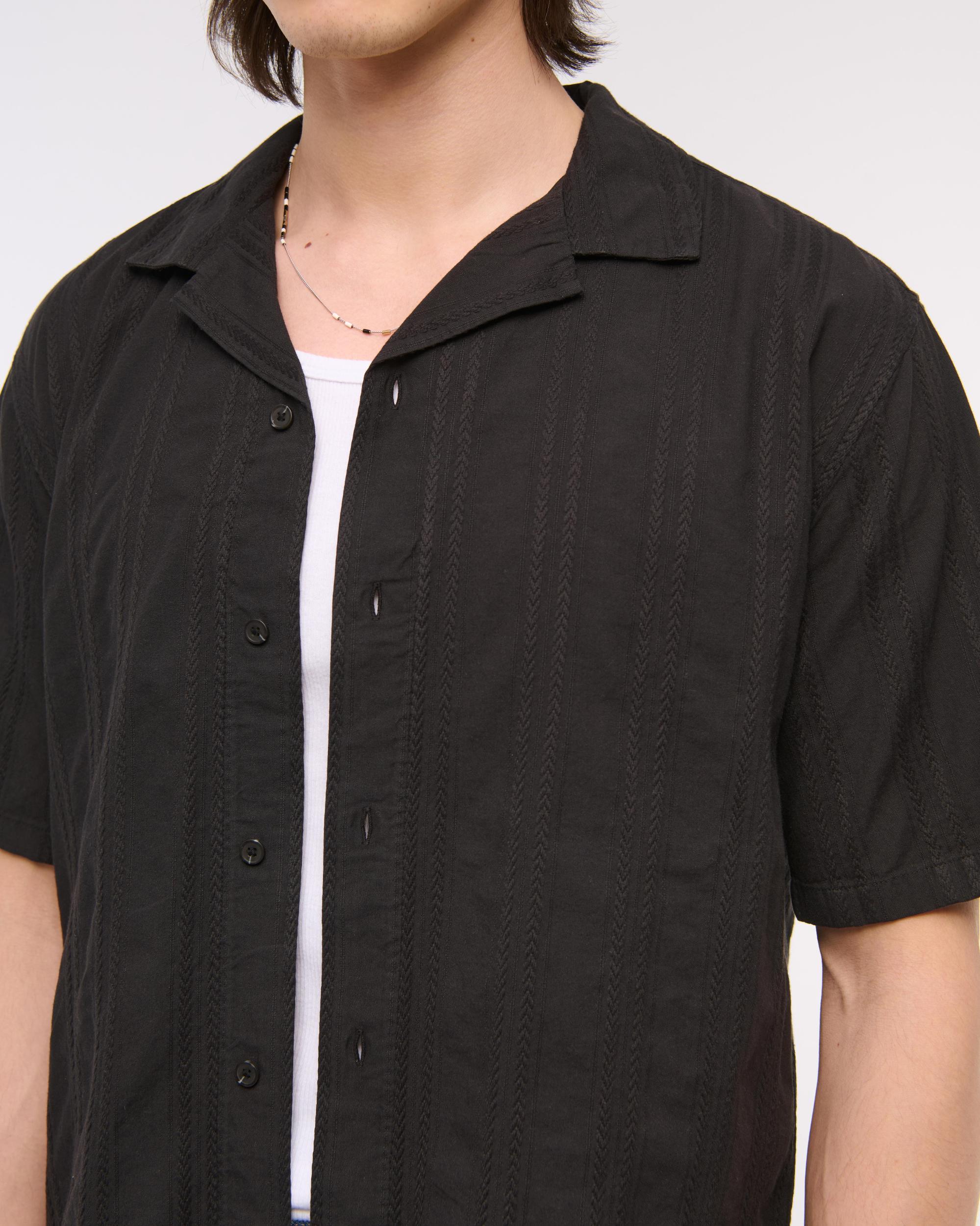 Camp Collar Braided Button-Up Shirt Product Image