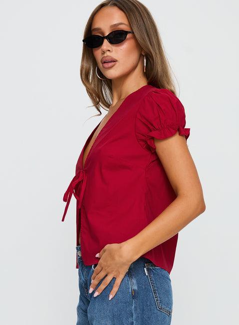 Starstruck Tie Up Top Red Product Image