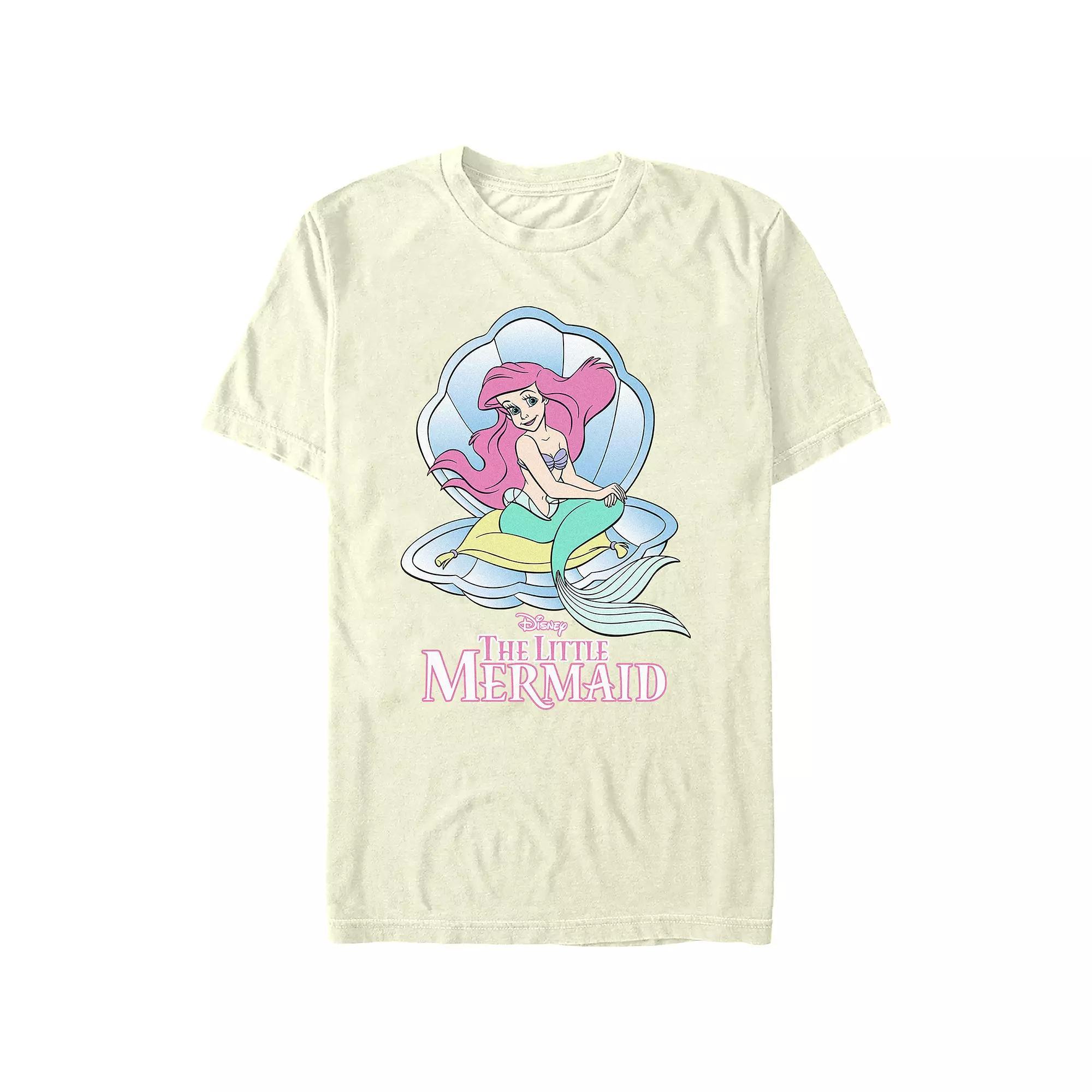 Disney's The Little Mermaid Ariel In A Shell Juniors' Boyfriend Graphic Tee, Women's, Size: Medium, Natural Product Image