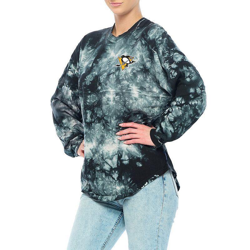Women's Fanatics Branded Black Boston Bruins Crystal-Dye Long Sleeve T-Shirt, Size: Large Product Image