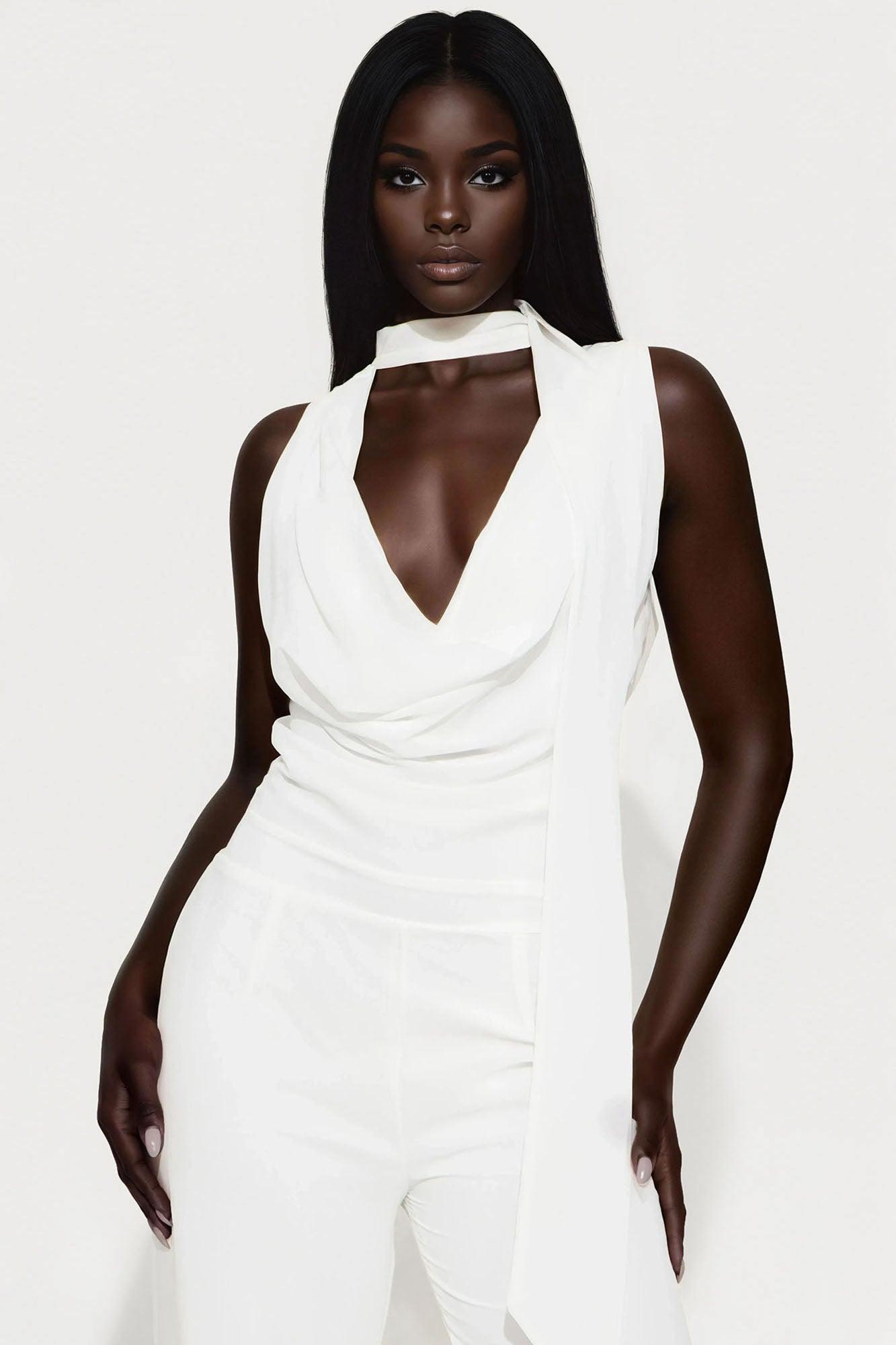 Want You Back Chiffon Jumpsuit - White Product Image