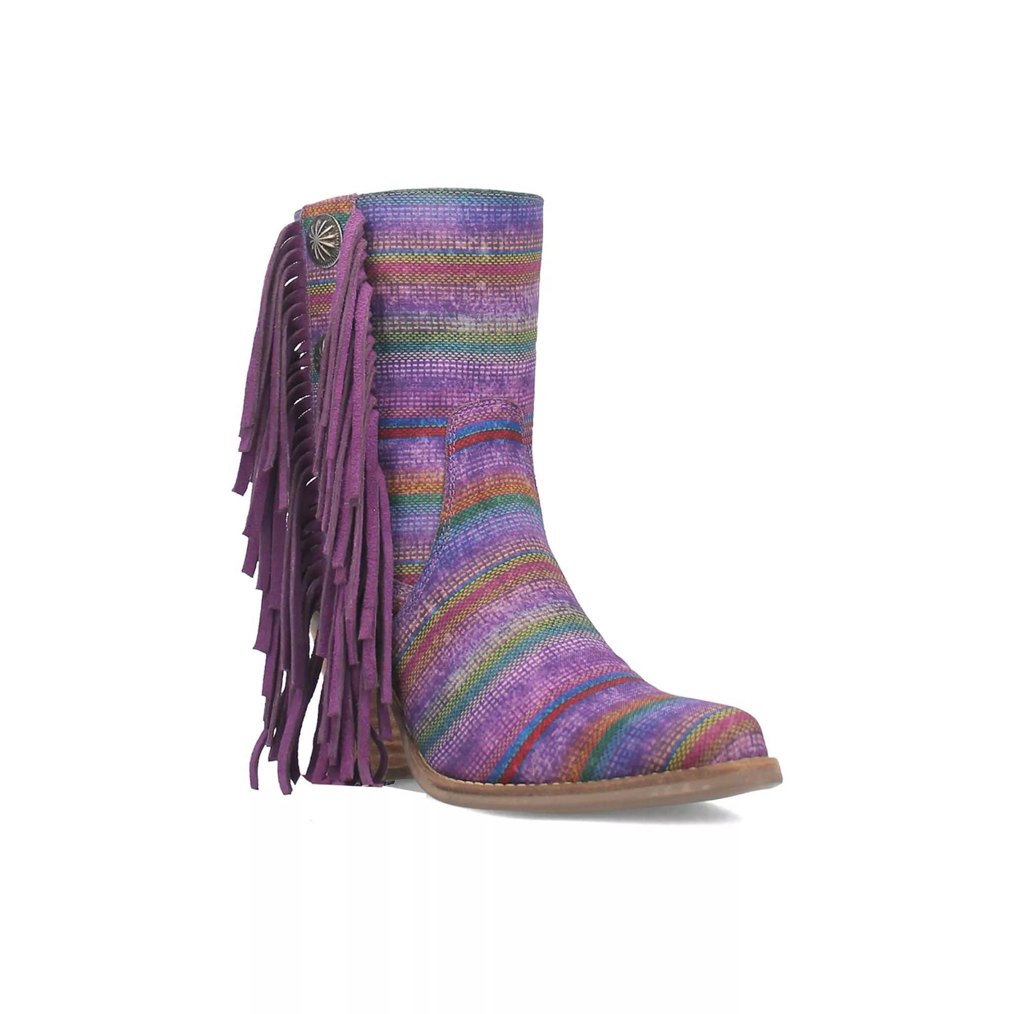 Dingo Women's Chili Pepper Leather Fringe Heeled Boots, Size: 8, Purple Team Product Image