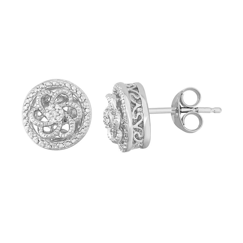 Simply Vera Vera Wang Diamond Accent Sterling Silver Flower Swirl Stud Earrings, Womens, White Product Image