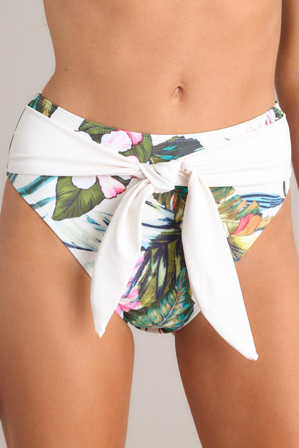 Sandy Sunset Ivory Tropical Print Bikini Bottoms Product Image