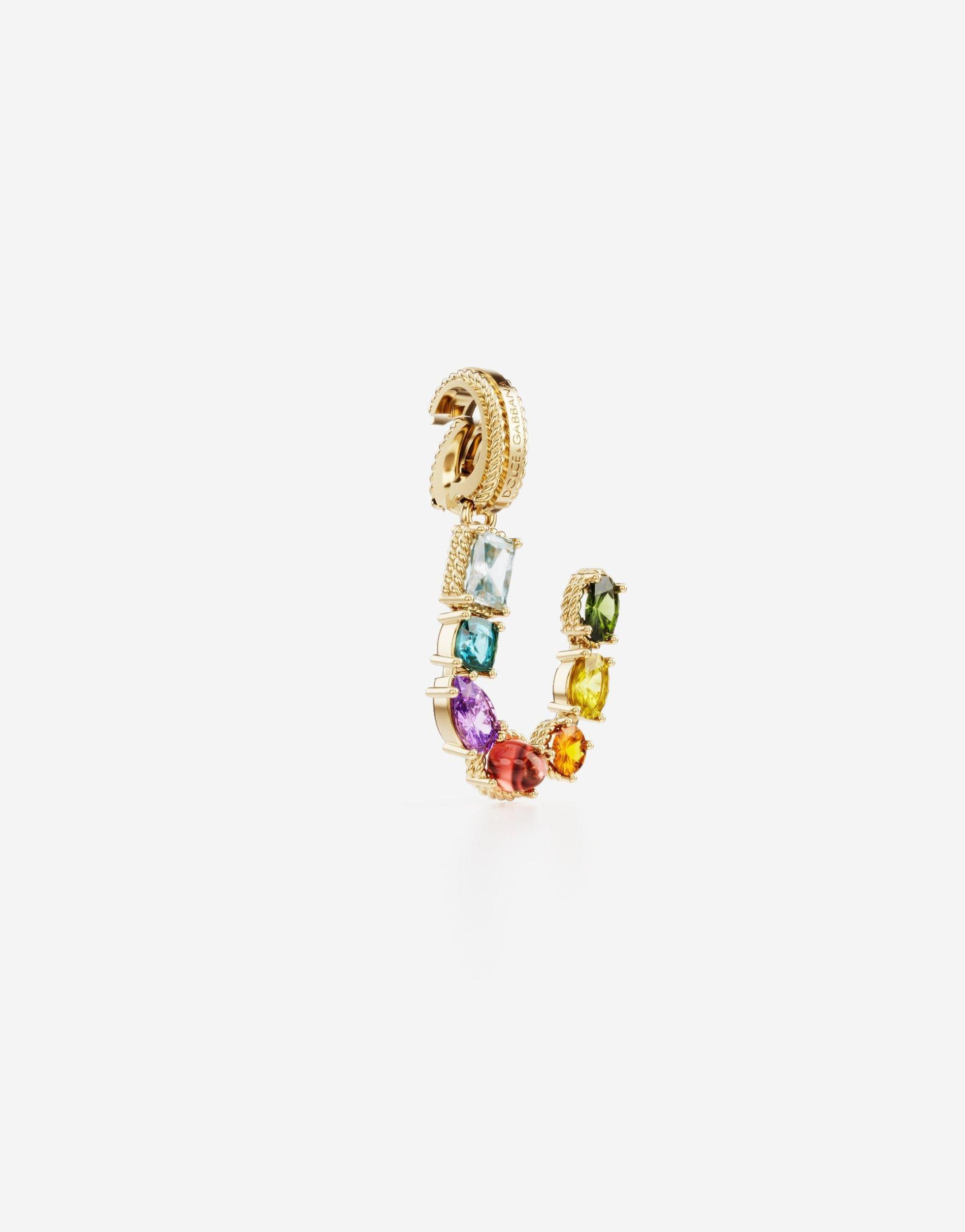 DOLCE & GABBANA Rainbow Alphabet U 18 Kt Yellow Gold Charm With Multicolor Fine Gems Gold Female Onesize Product Image