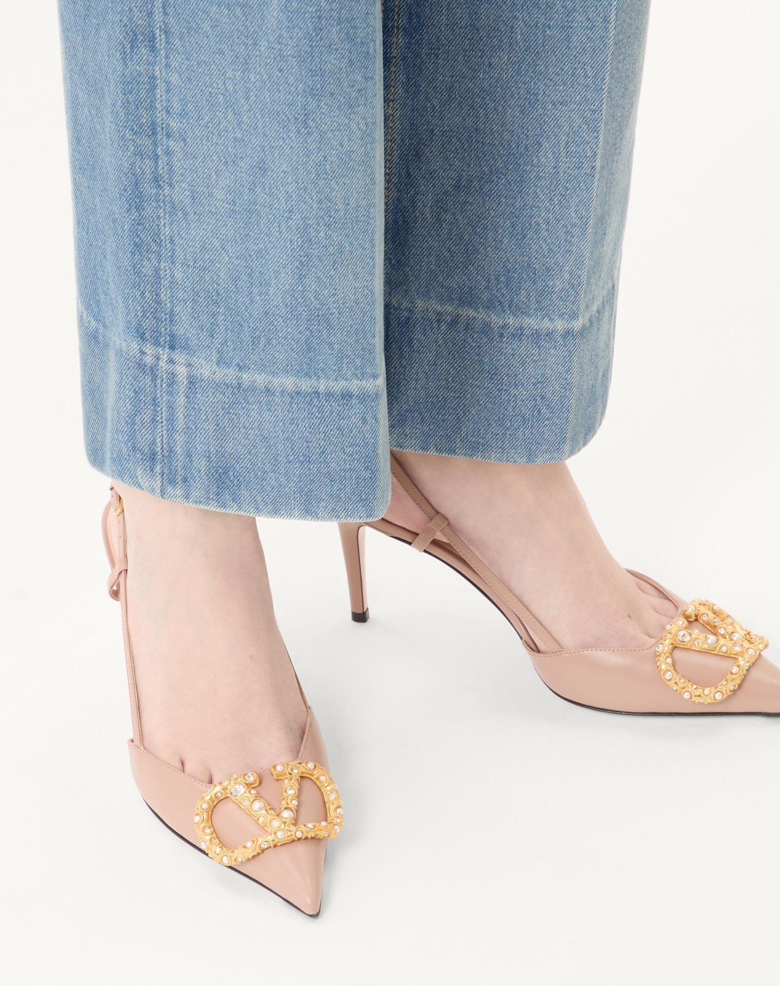 Vlogo Signature Slingback Calfskin Pump With Jewel Logo 80Mm Product Image