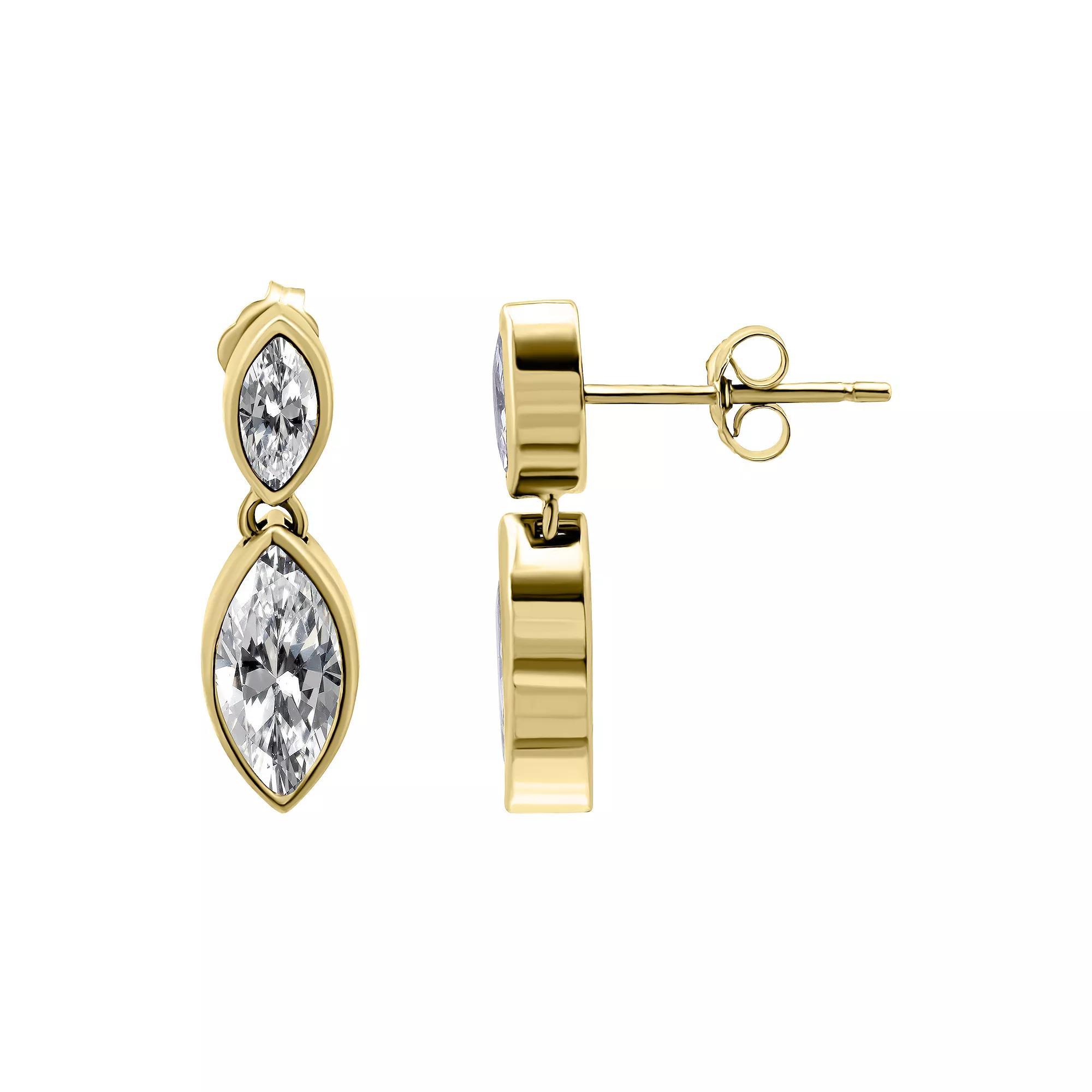 Aleure Precioso Marquise Cubic Zirconia Drop Post Earrings, Womens, Sterling Product Image
