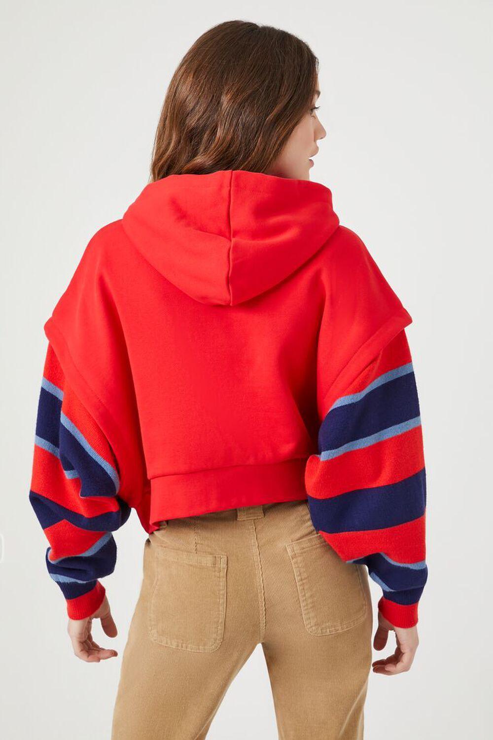 Striped Layered-Sleeve Hoodie | Forever 21 Product Image