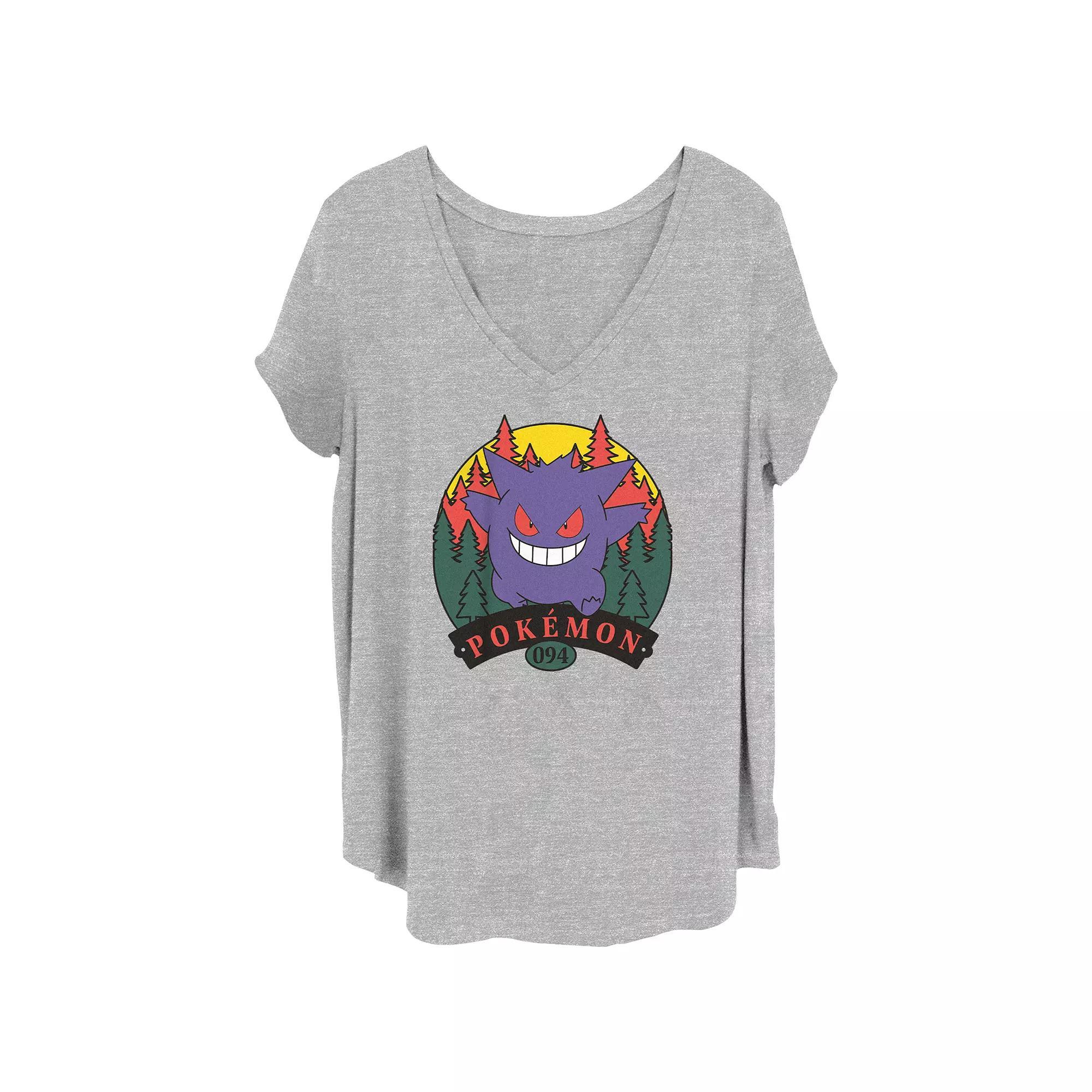 Juniors Plus Size Pokemon Gengar Attack Graphic Tee, Womens Grey Gray Product Image