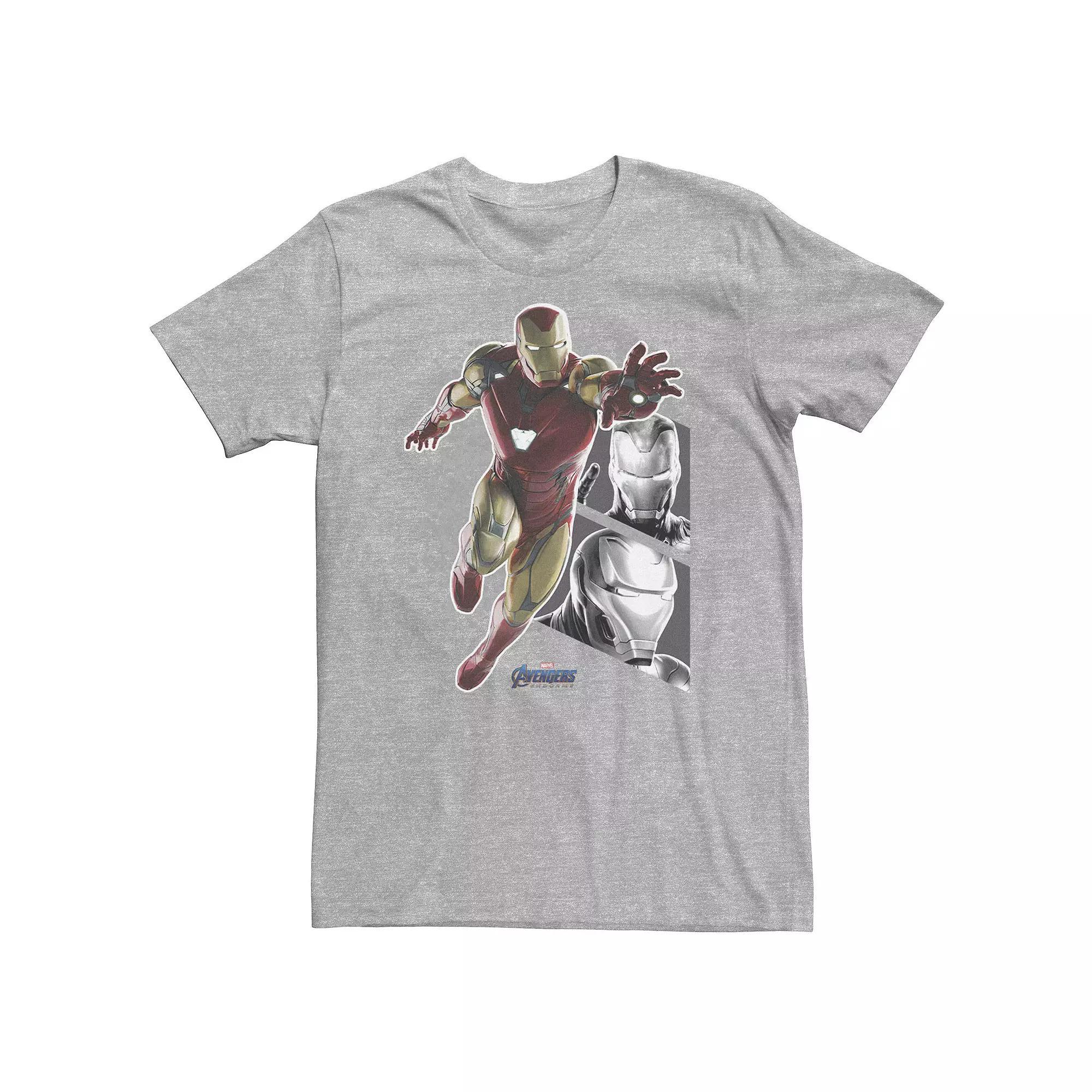 Big & Tall Marvel Avengers Endgame Iron Man Panel Pose Tee, Mens Athletic Grey Product Image