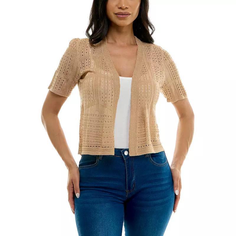 Women's Nina Leonard Pointelle Crochet Bolero, Size: Small, Blue Product Image