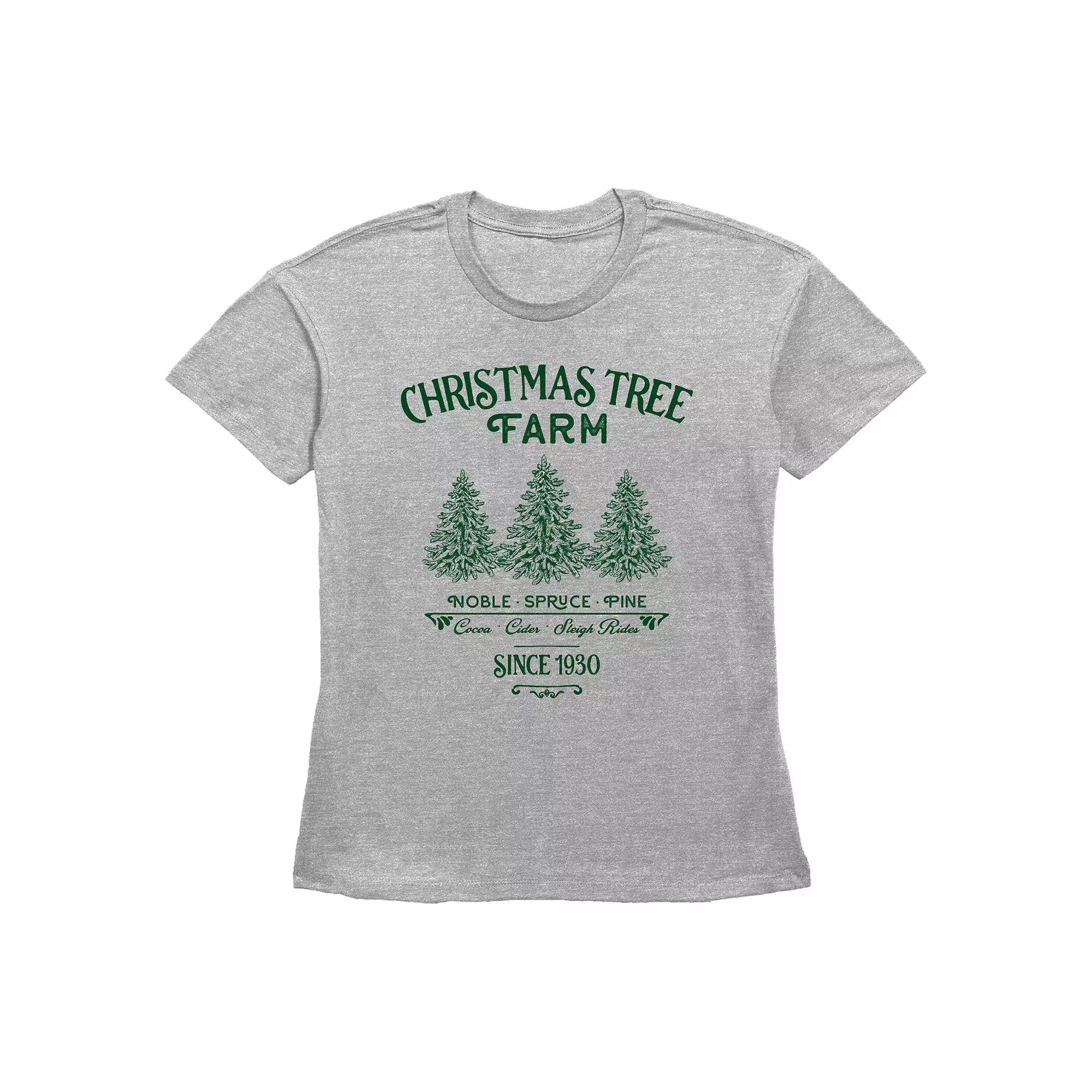 Women's Christmas Tree Farm Since 1930 Graphic Tee, Size: Medium, Grey Gray Product Image