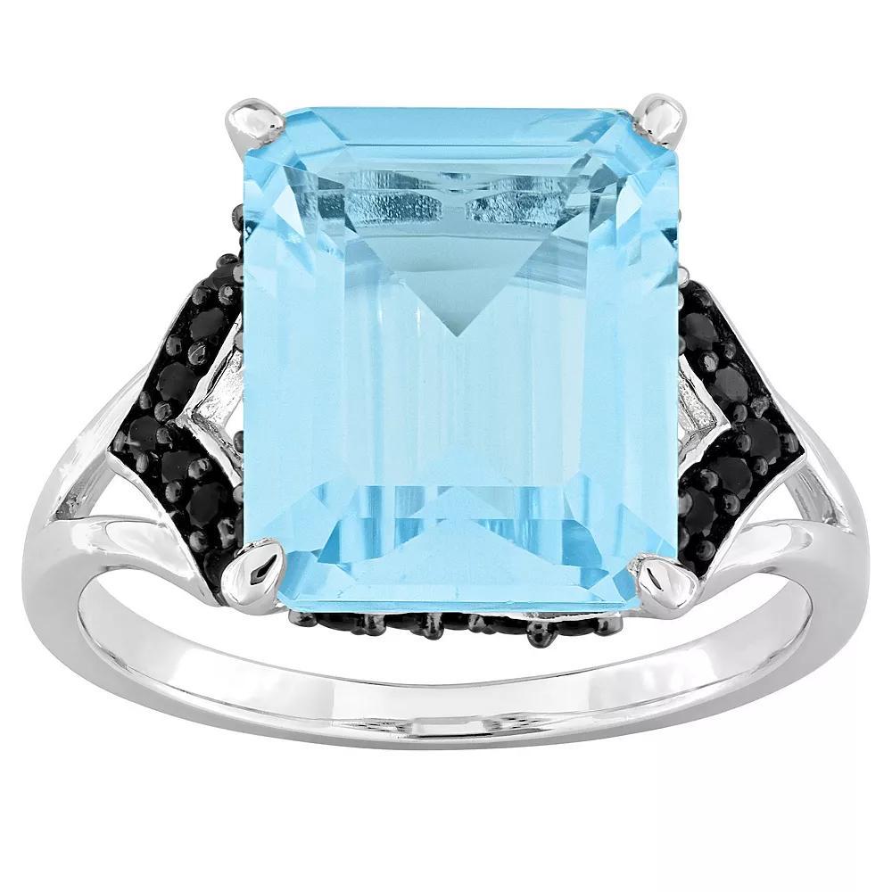 Stella Grace Sterling Silver Sky Blue Topaz & Black Sapphire Cocktail Ring, Women's, Size: 7.50 Product Image