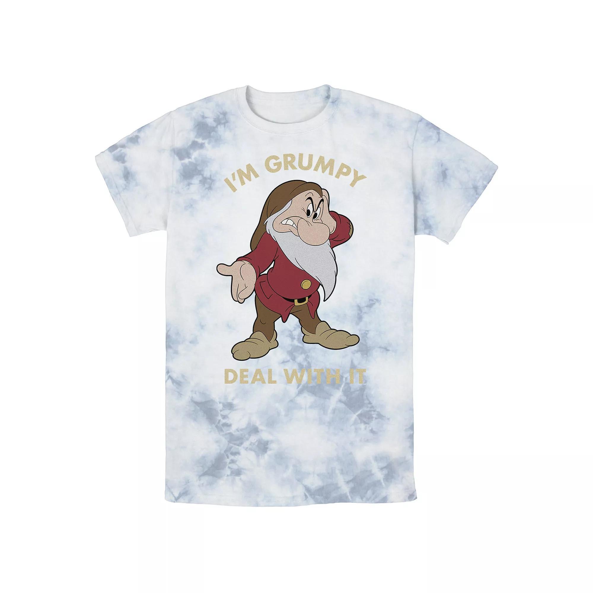Men's Disney Snow White I'm Grumpy Deal With It Portrait Bomabrd Wash Tee, Size: Small, White Blue Product Image