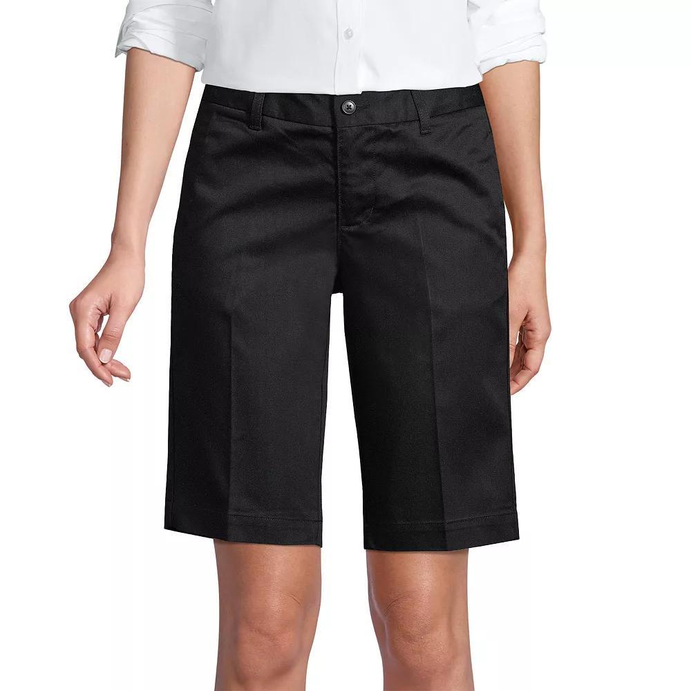 Women's Lands' End Front Blend Chino Shorts, Size: 8, Black Product Image