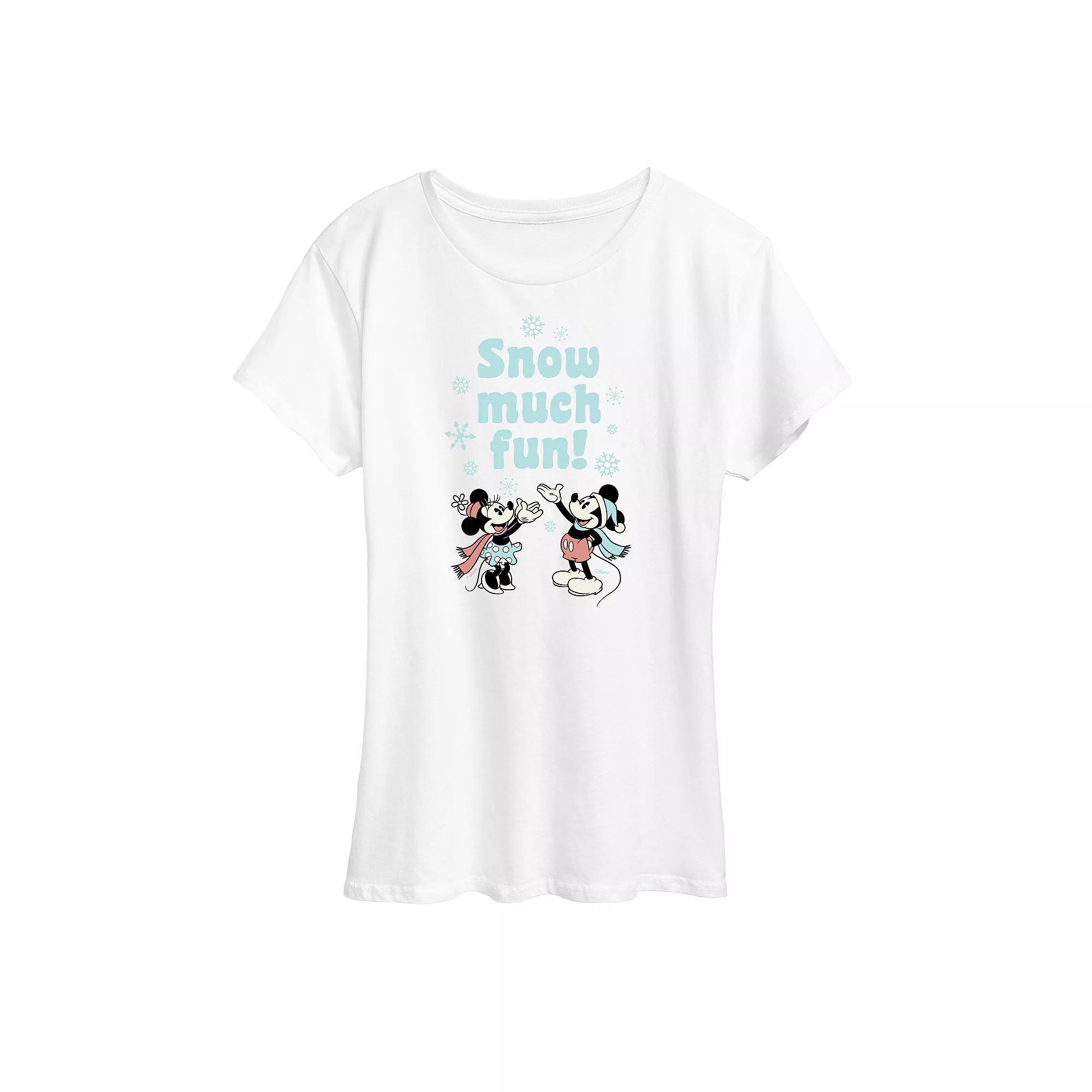 Disneys Mickey Mouse And Minnie Mouse Womens Snow Much Fun Graphic Tee, Girls Product Image