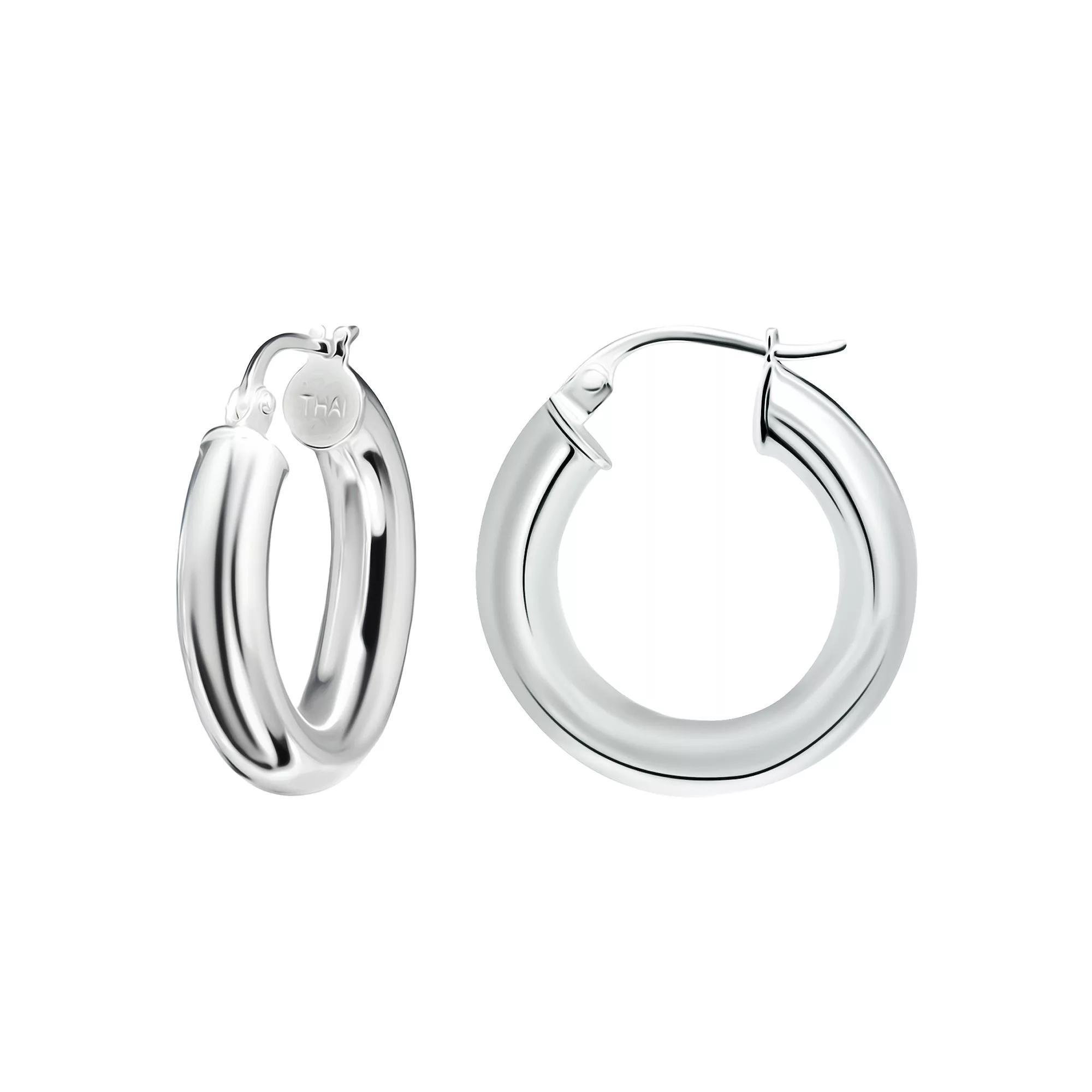 Aleure Precioso Sterling Silver Tube Hoop Earrings, Women's, Size: 20 mm Product Image