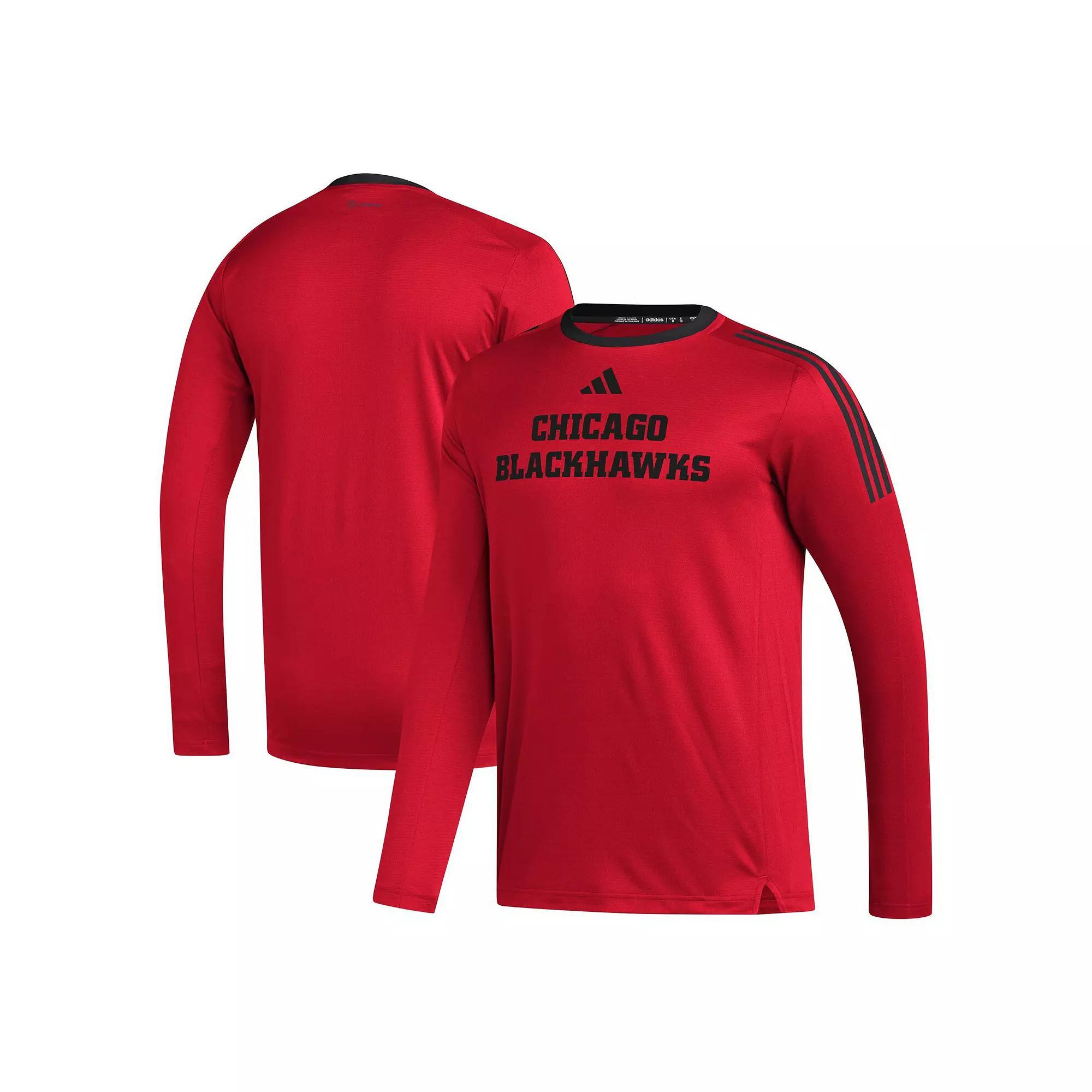 Men's adidas Red Chicago Blackhawks AEROREADY® Long Sleeve T-Shirt, Size: Medium Product Image