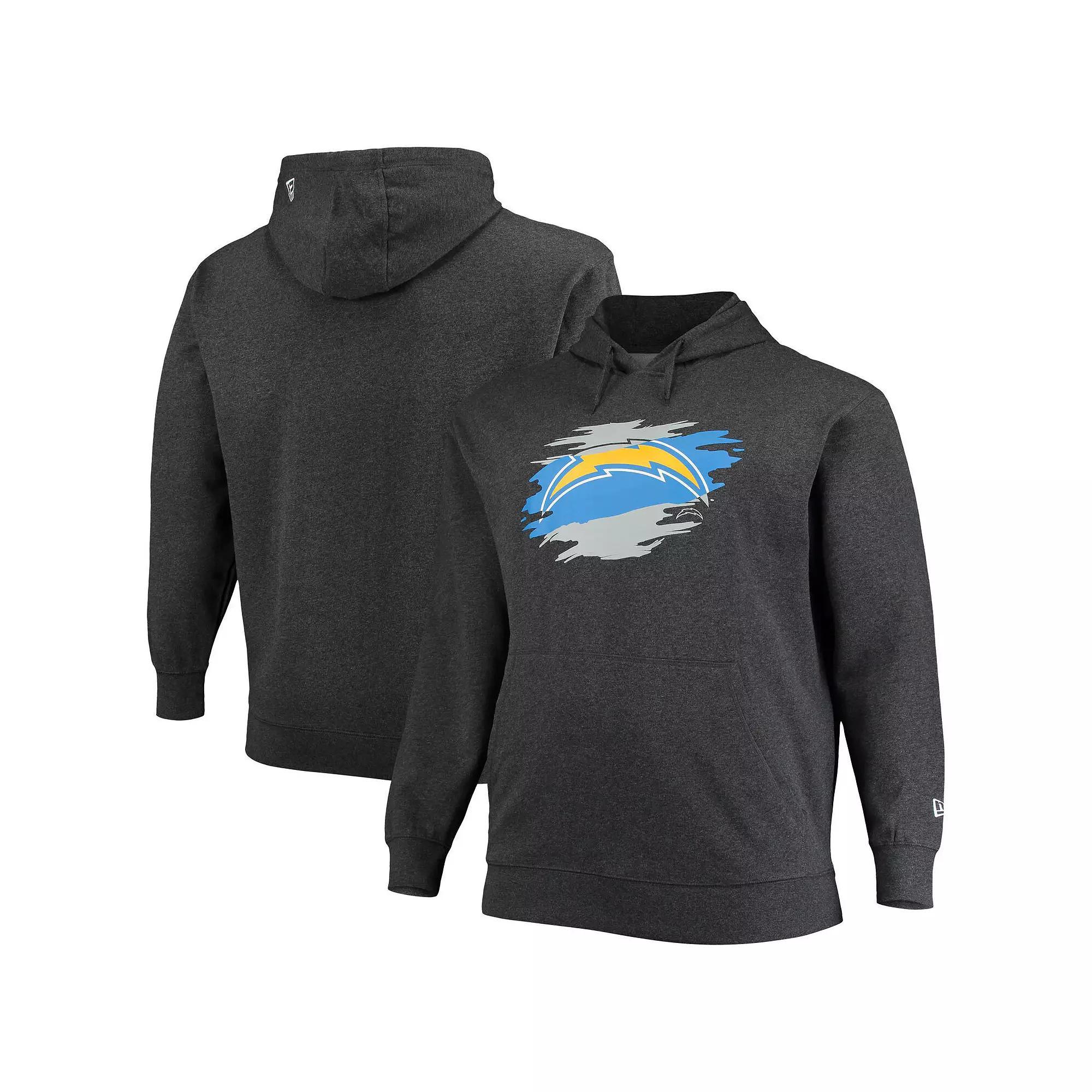 Men's New Era Charcoal Los Angeles Chargers Big & Tall Primary Logo Pullover Hoodie, Size: 3XB Product Image