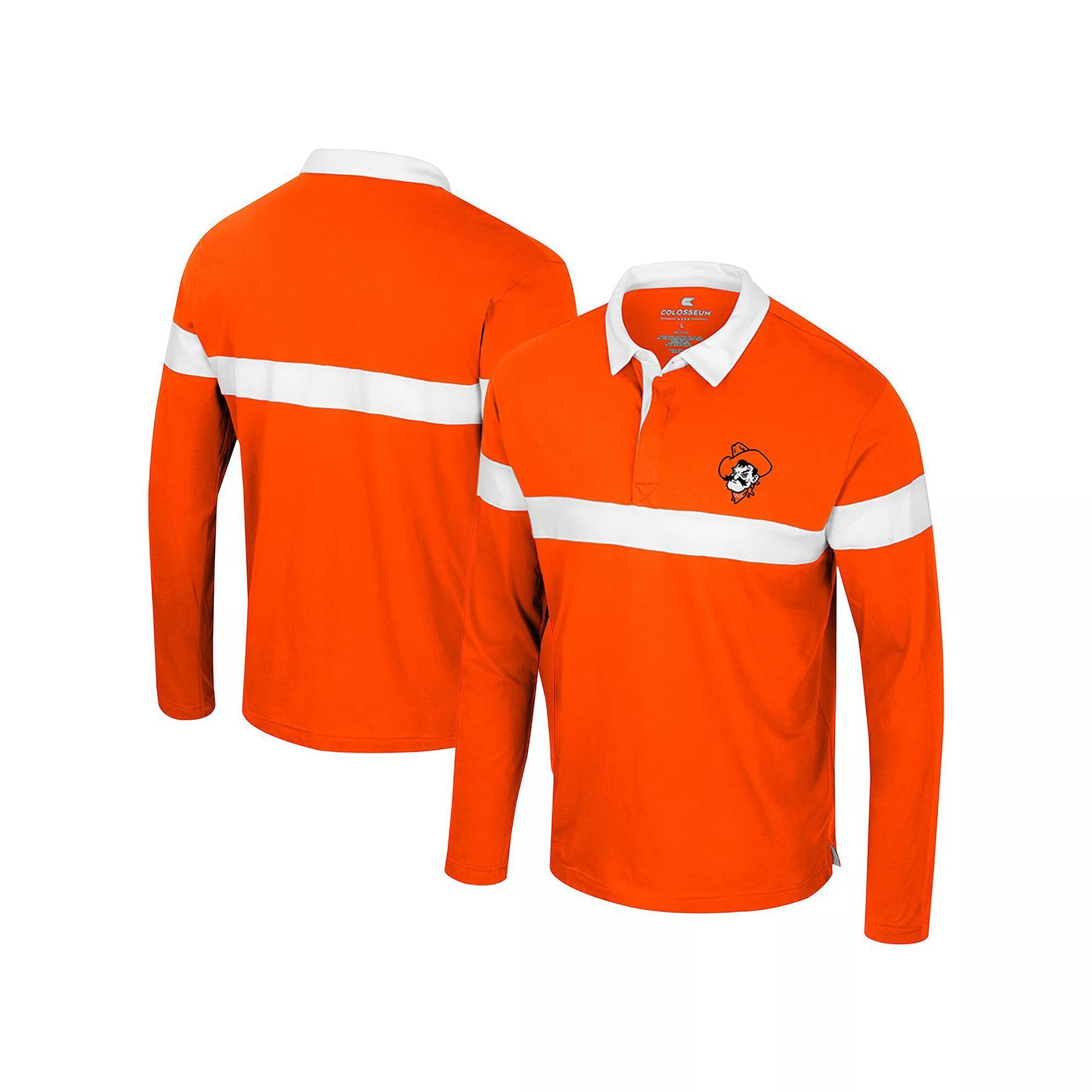Men's Colosseum  Orange Oklahoma State Cowboys Too Cool For School Long Sleeve Polo, Size: Medium Product Image