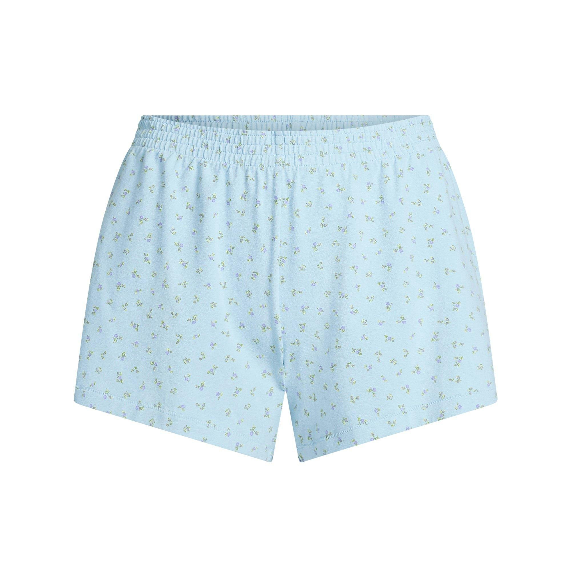 COTTON JERSEY LOOSE SHORT | POWDER BLUE MICRO FLORAL Product Image