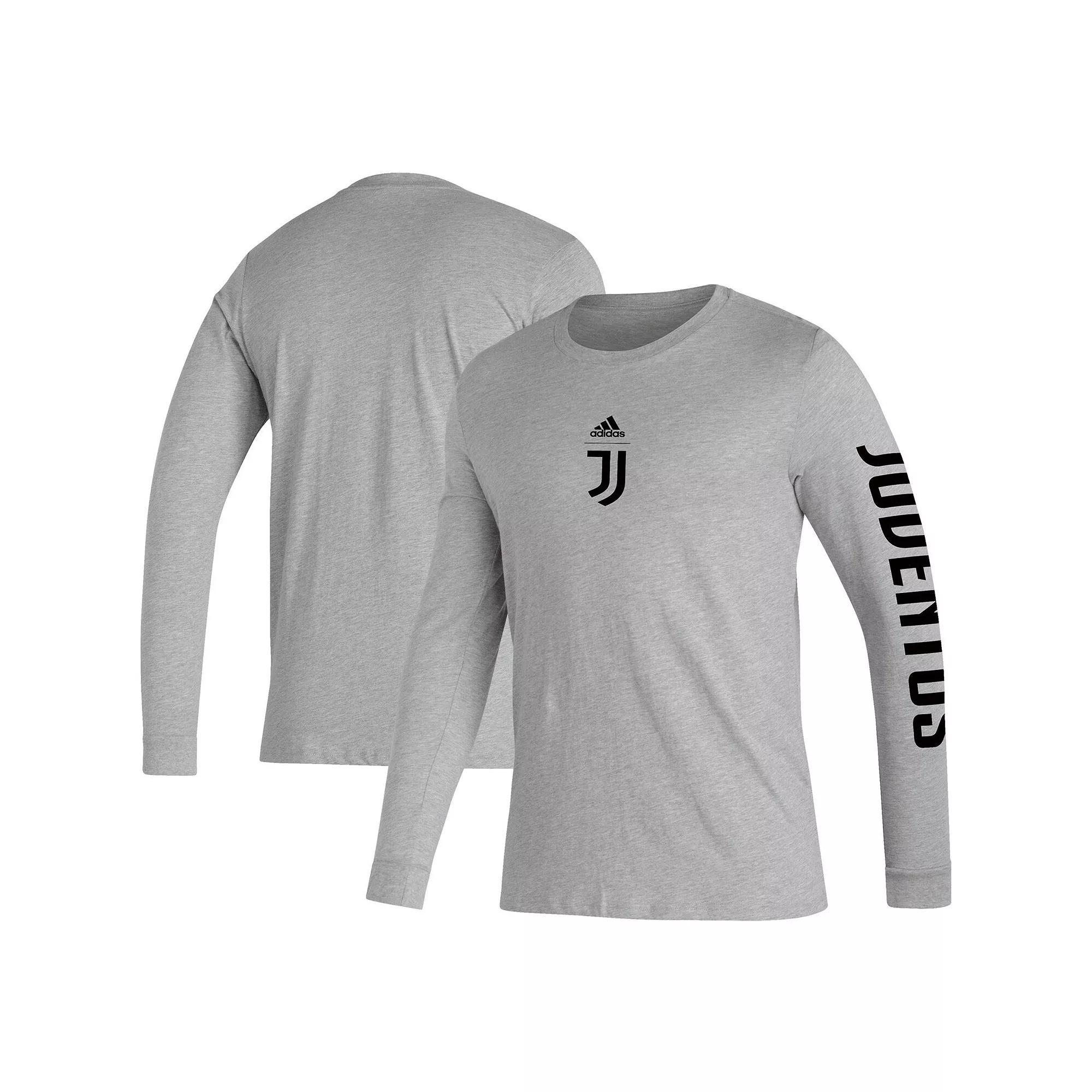Mens adidas Heather Gray Juventus Team Crest Long Sleeve T-Shirt Product Image