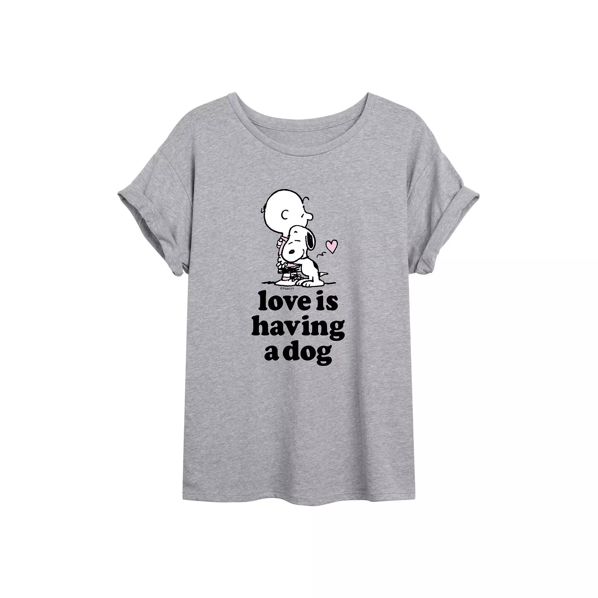 Juniors Peanuts Love Dog Oversized Tee, Girls Product Image