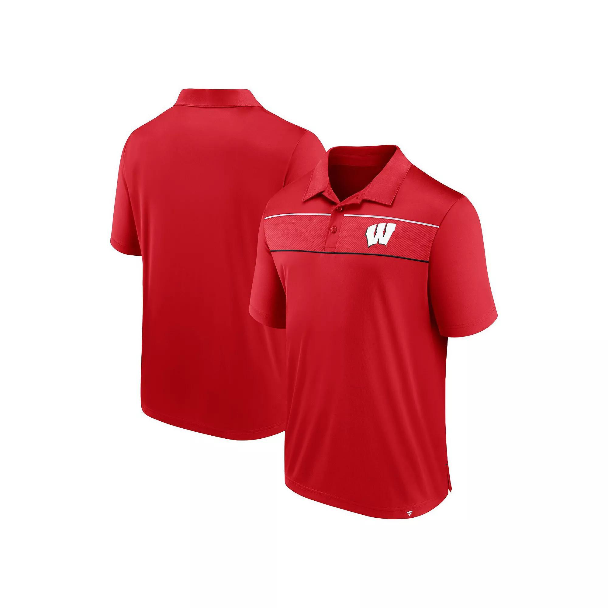 Men's Fanatics Branded  Red Wisconsin Badgers Defender Polo, Size: Small Product Image