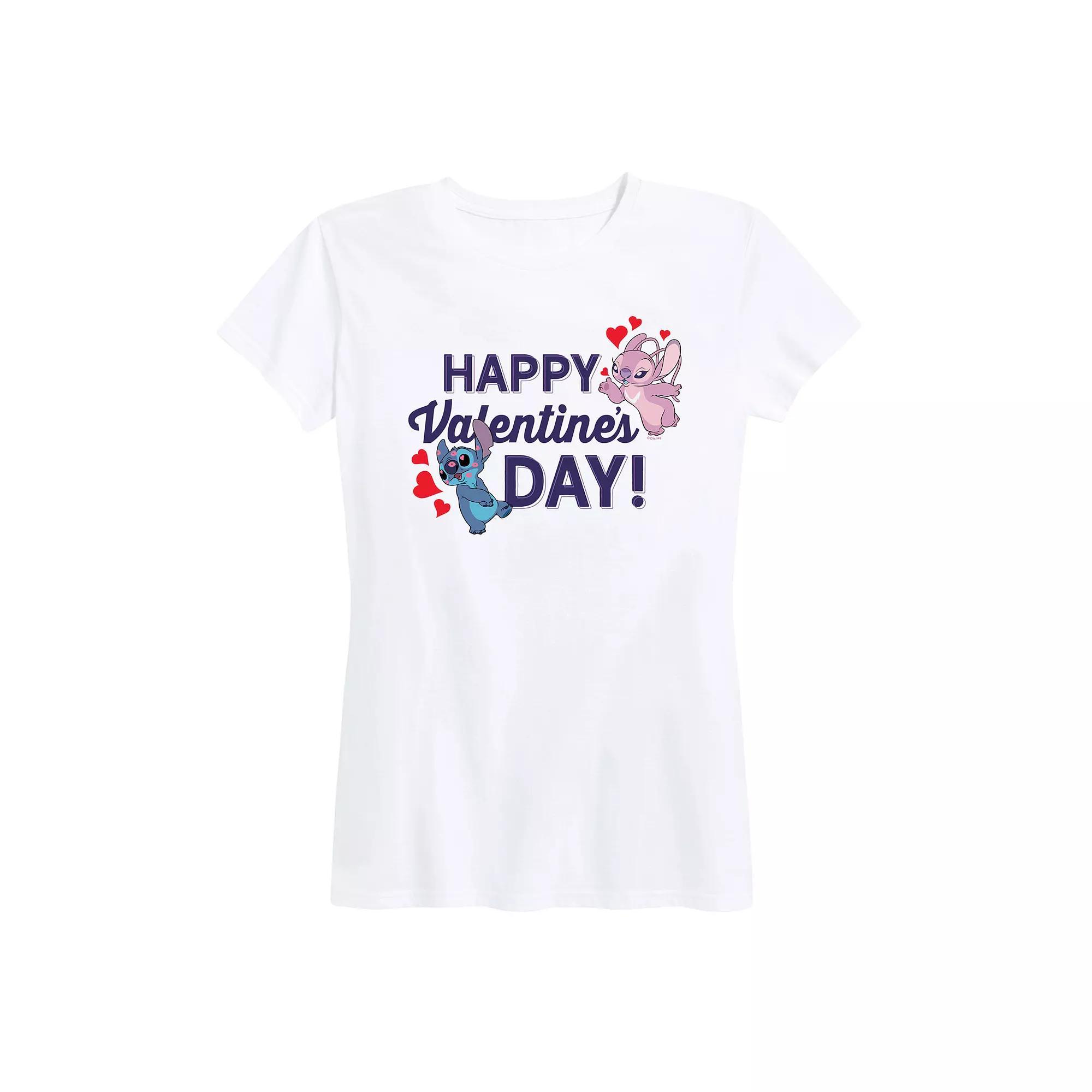 Disneys Lilo & Stitch Womens Valentines Day Graphic Tee Product Image