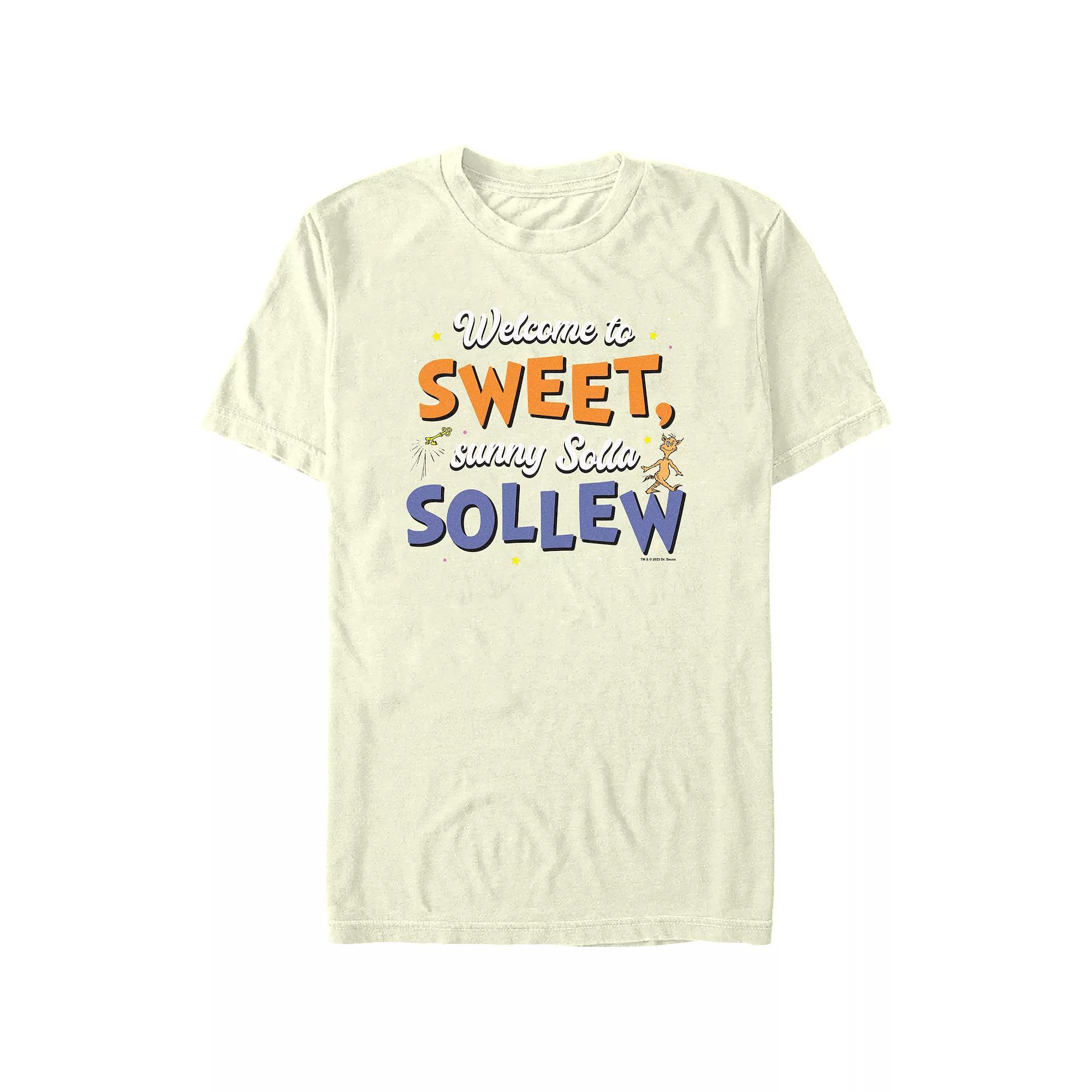 Men's Dr. Seuss Welcome To Sweet Sunny Solla Sollew Graphic Tee, Size: Medium, Natural Product Image