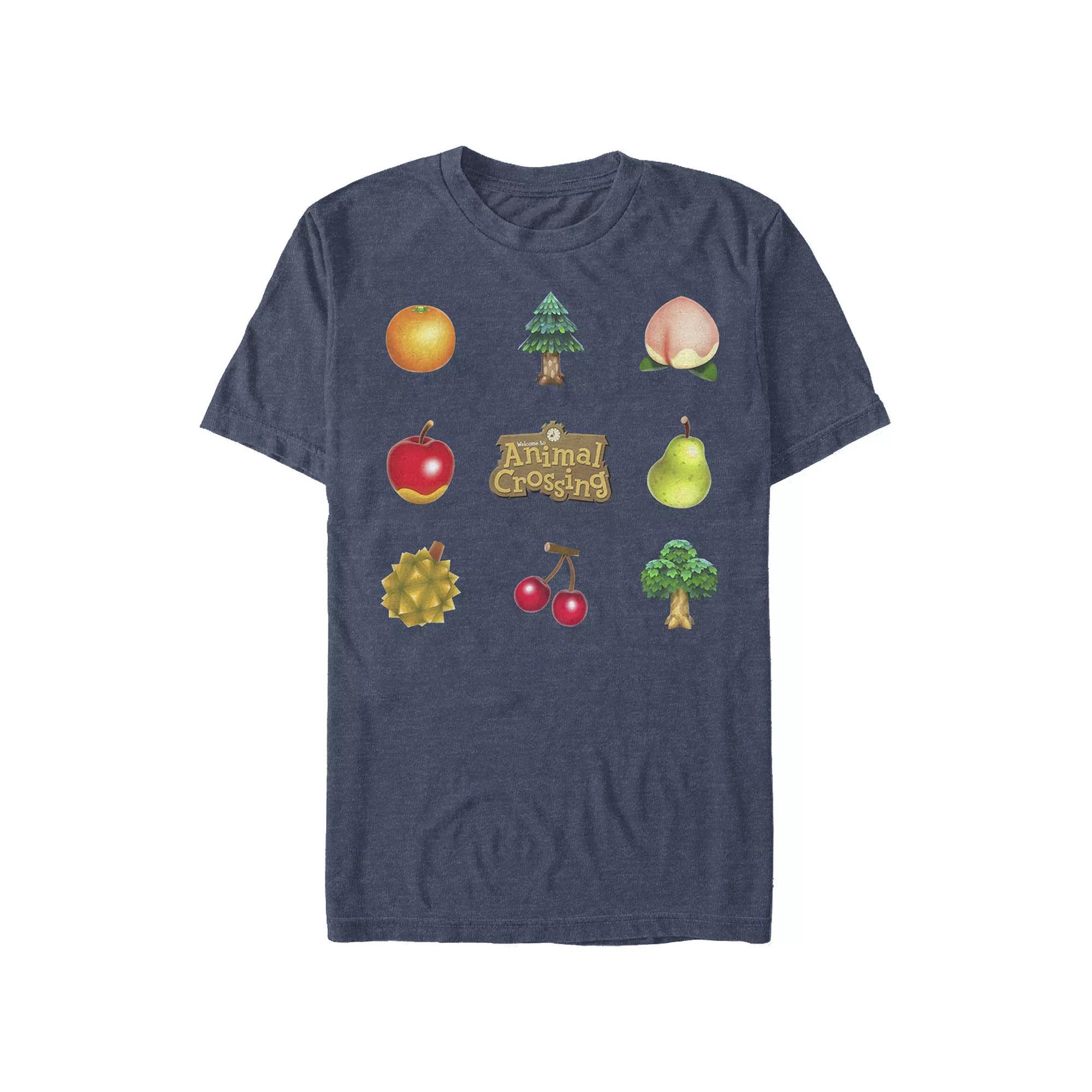 Men's Animal Crossing Items Found Title Logo Graphic Tee, Size: XXL, Navy Grey Product Image