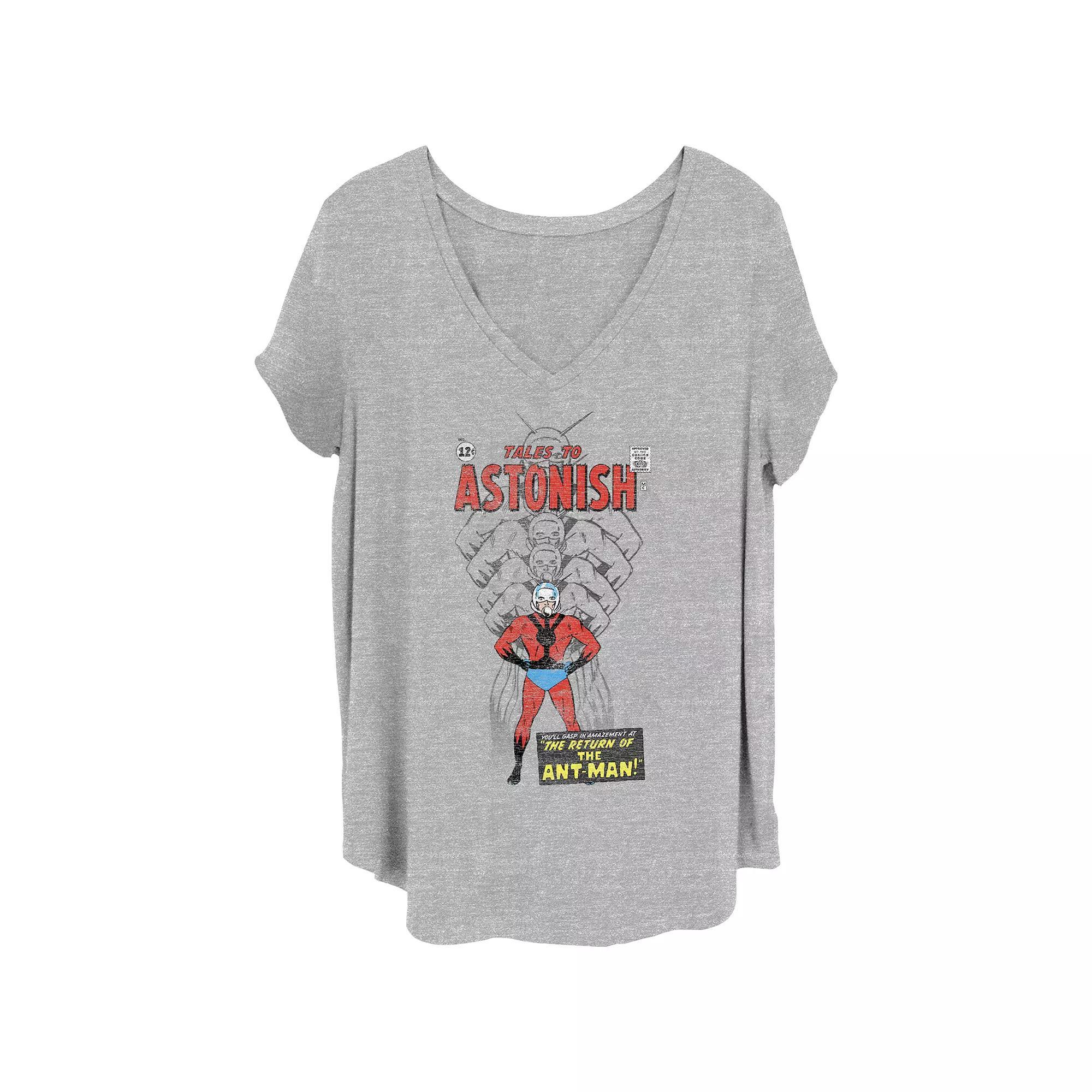 Juniors Plus Size Ant-Man Vintage Comic Cover Graphic Tee, Girls Grey Gray Product Image