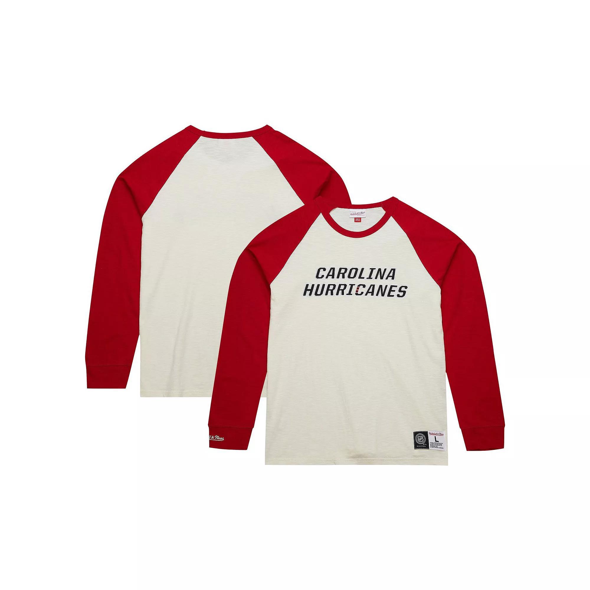 Mens Mitchell & Ness Cream Carolina Hurricanes Legendary Slub Vintage Raglan Long Sleeve T-Shirt Product Image